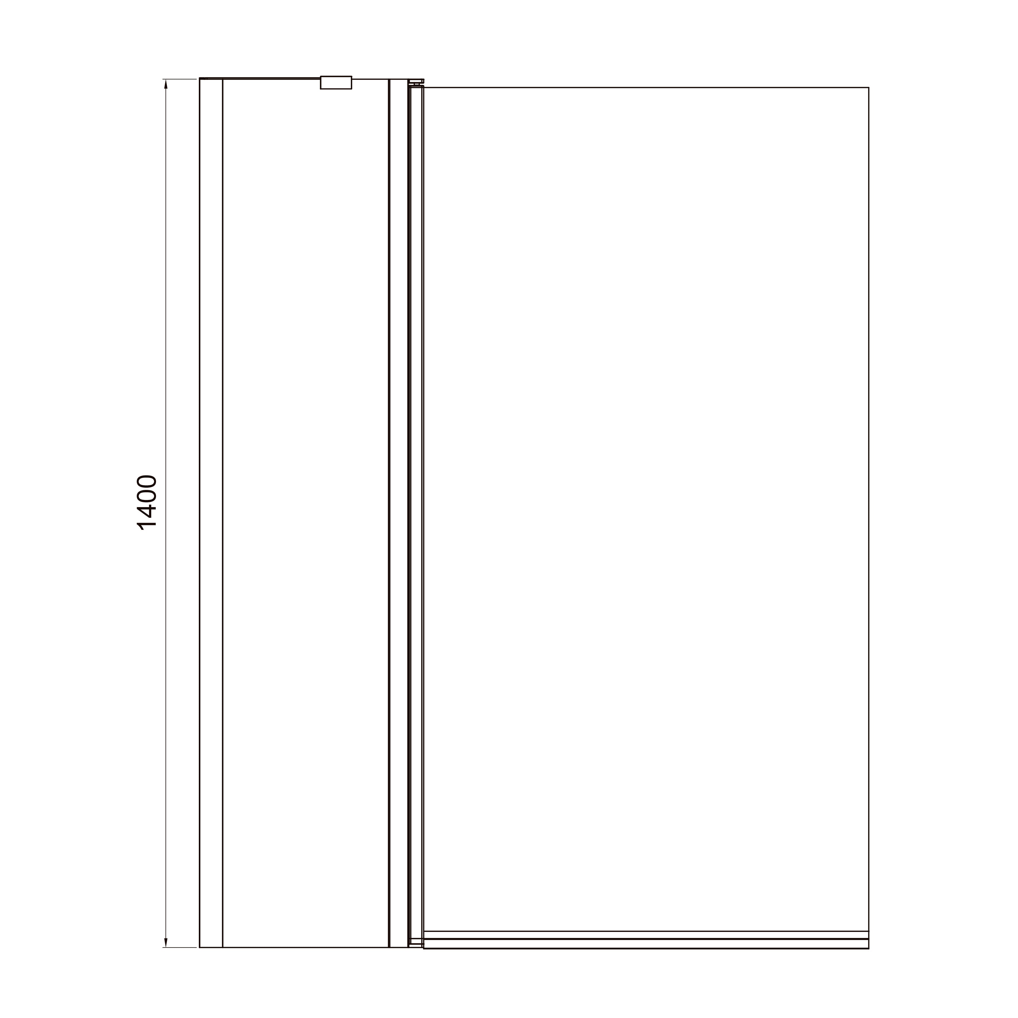 Dakota Mampara de bañera de dos elementos 1100×1400 mm, cromo, cristal europe grey de 6 mm