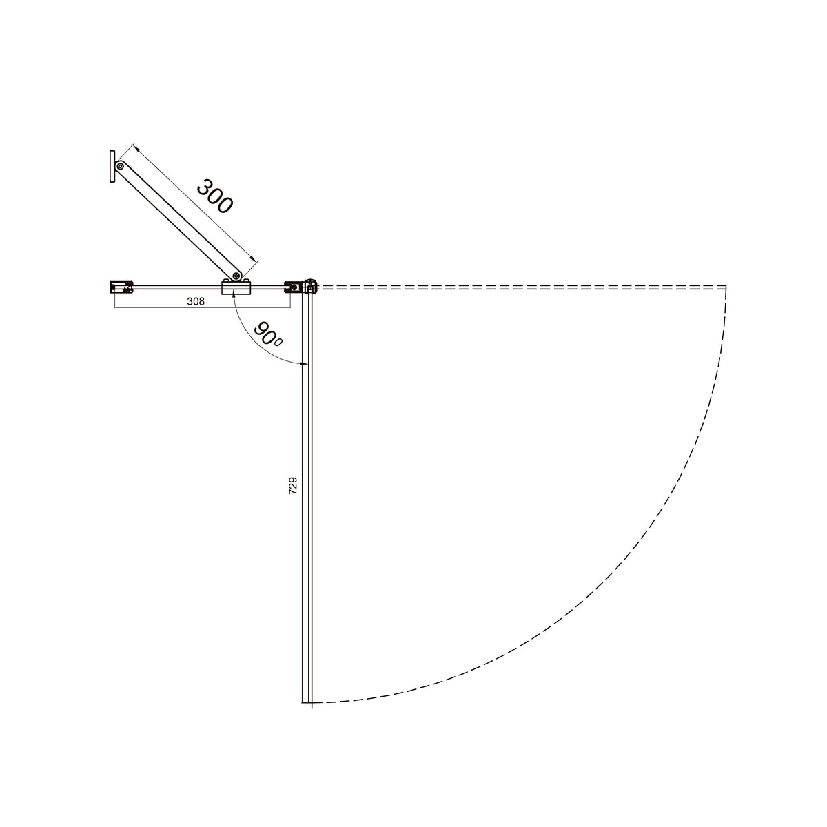 Dakota Parawan nawannowy dwuelementowy 1100x1400mm, chrom, szkło 6mm europe grey