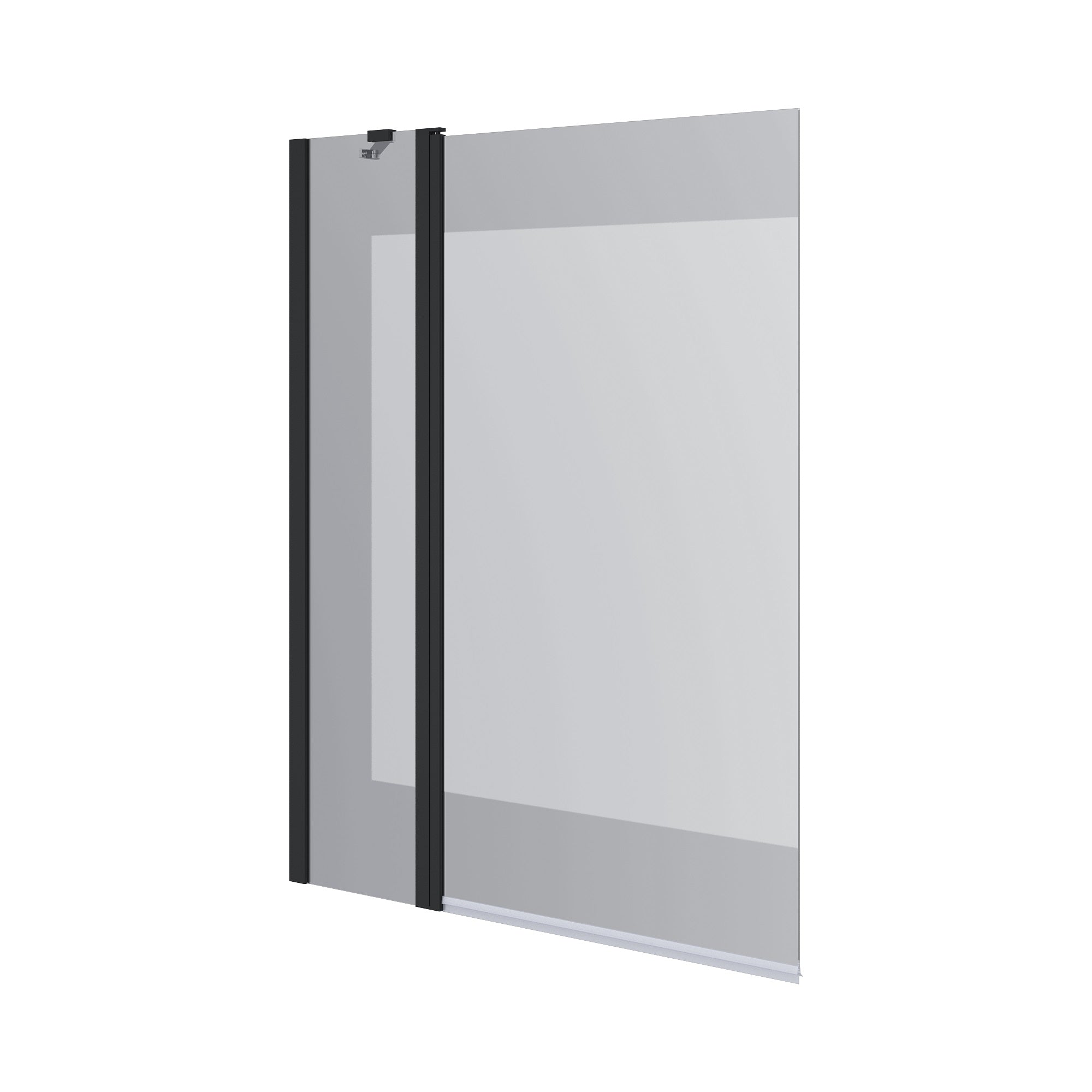 Dakota Mampara de bañera de dos elementos 1100×1400 mm, negro mate, cristal clear de 6 mm