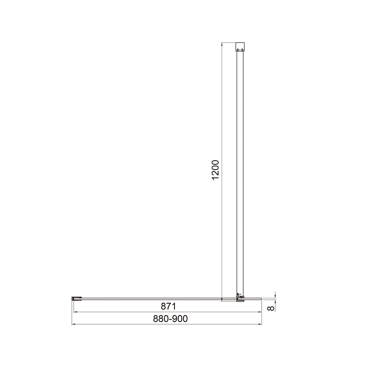 Walk-IN Fixed panel 900x2000mm, chrome, 8mm clear glass