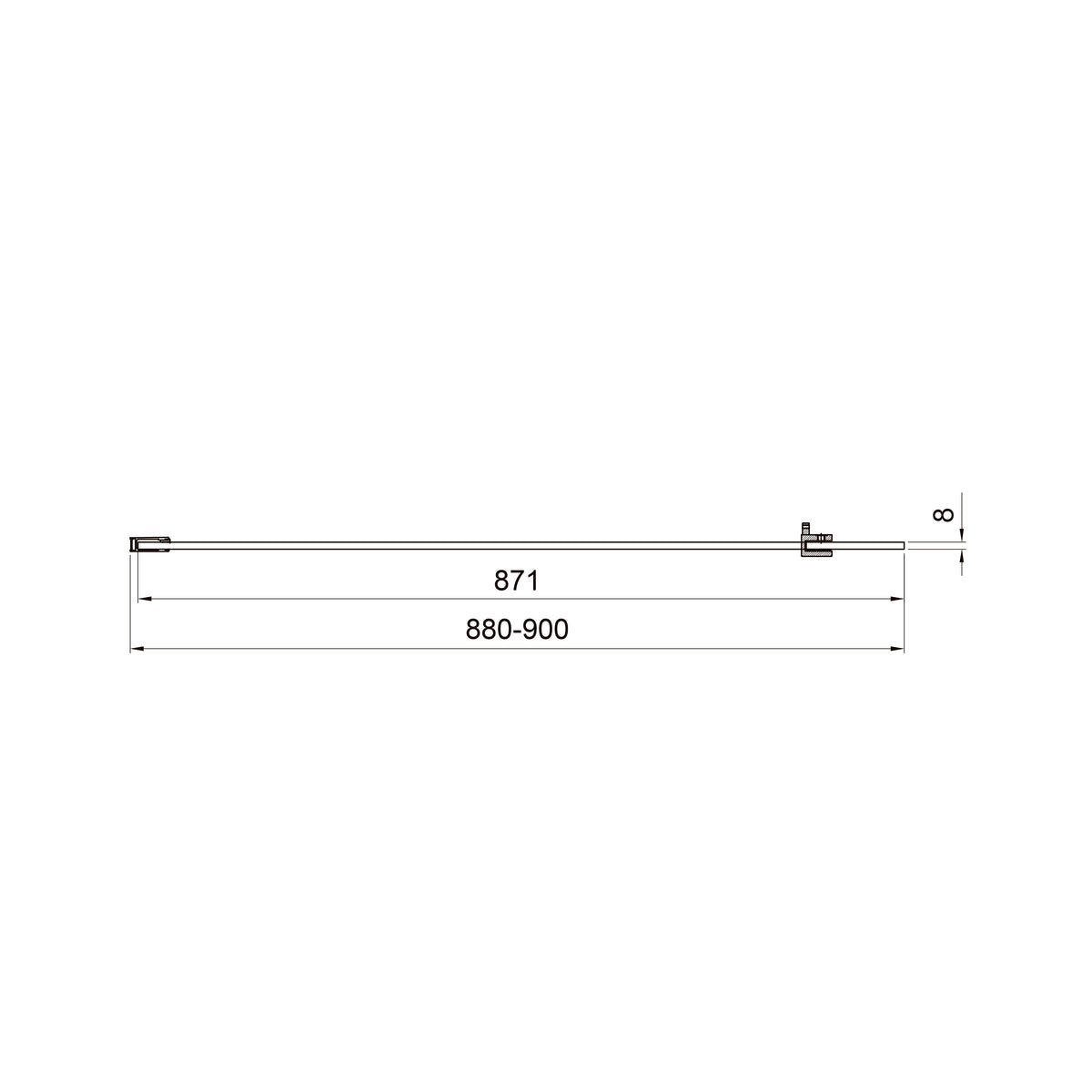 Walk-IN Fixed panel 900x2000mm, chrome, 8mm clear glass