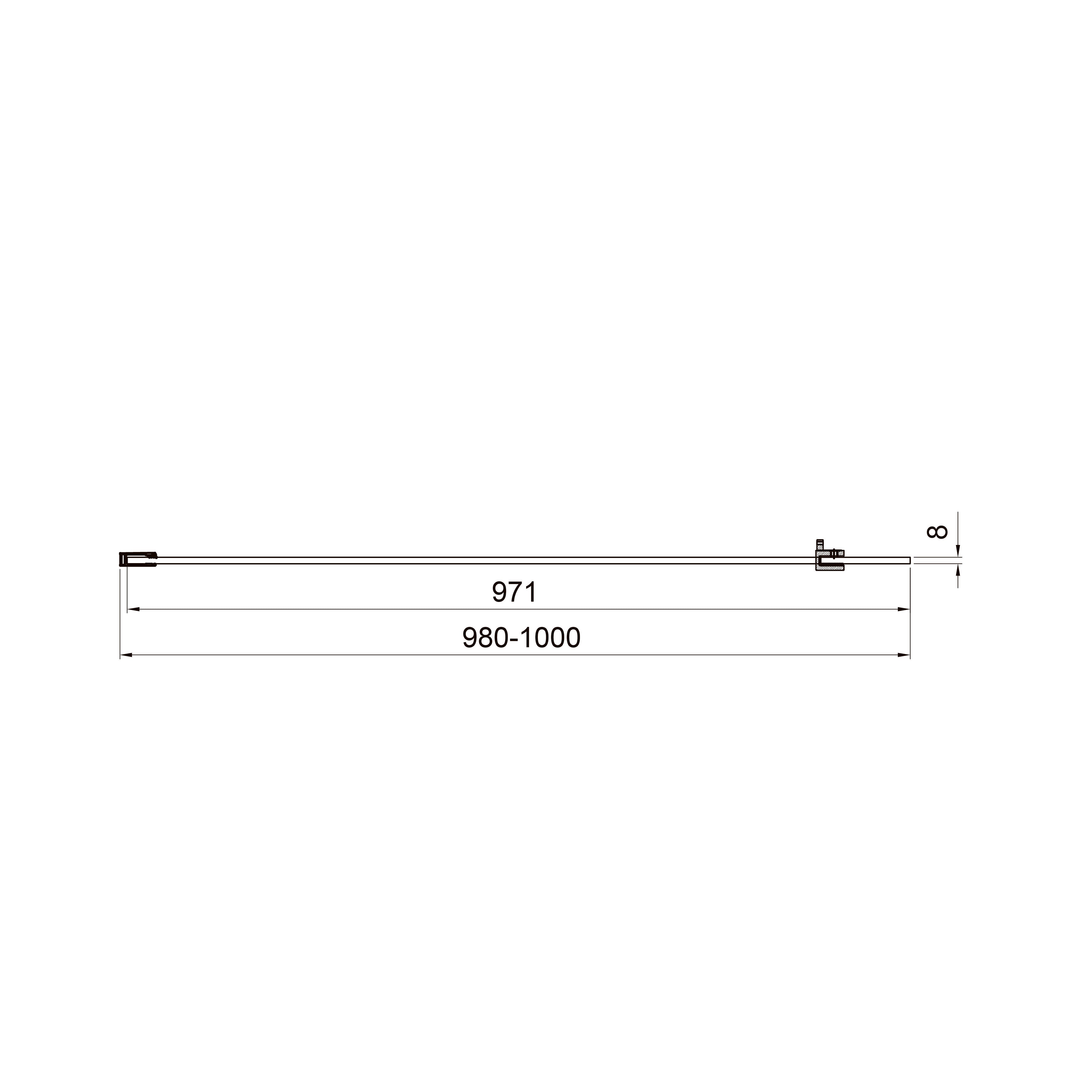 Feststehende Wand Walk-IN 1000x2000 mm, Chrom, Glas 8 mm Clear