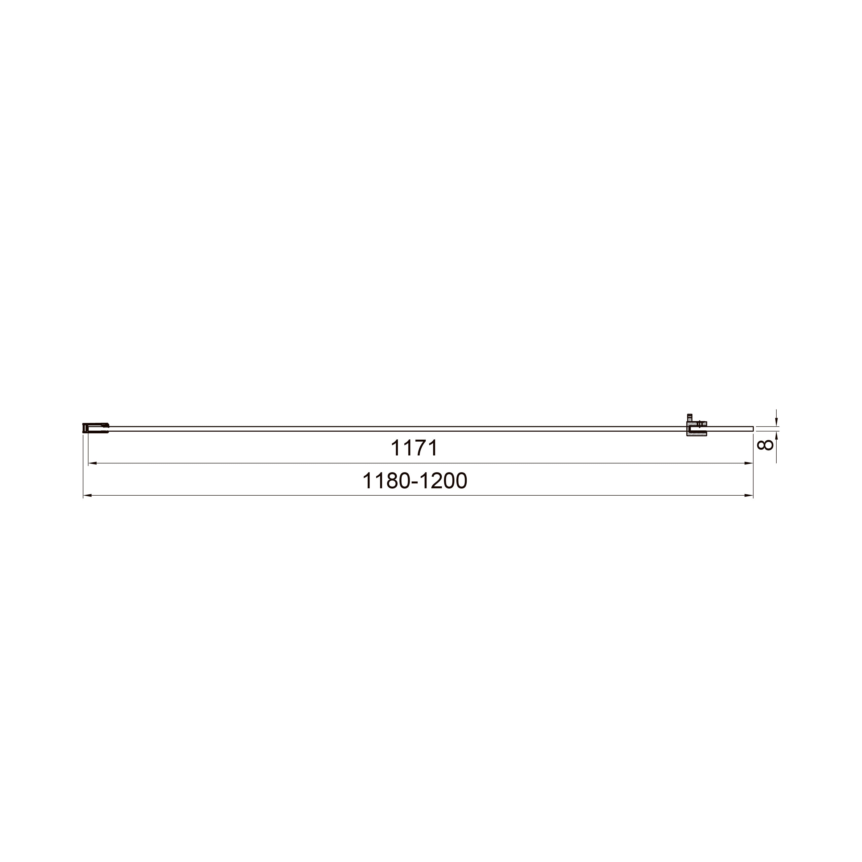 Feststehende Wand Walk-IN 1200x2000 mm, Chrom, Glas 8 mm Clear