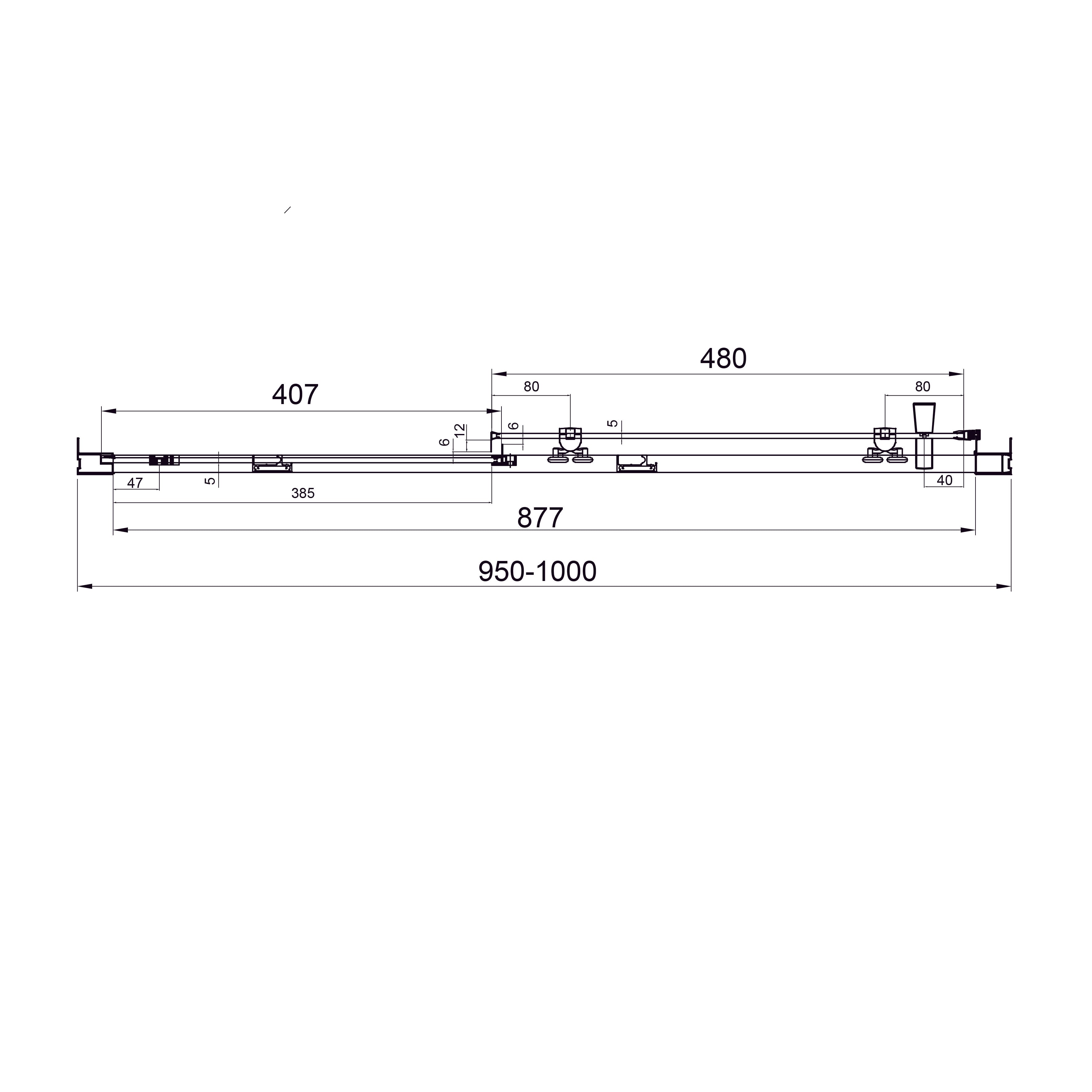 Душові двері розсувні, двоелементні Dakota 1000x1850 мм chrome, скло 5мм clear