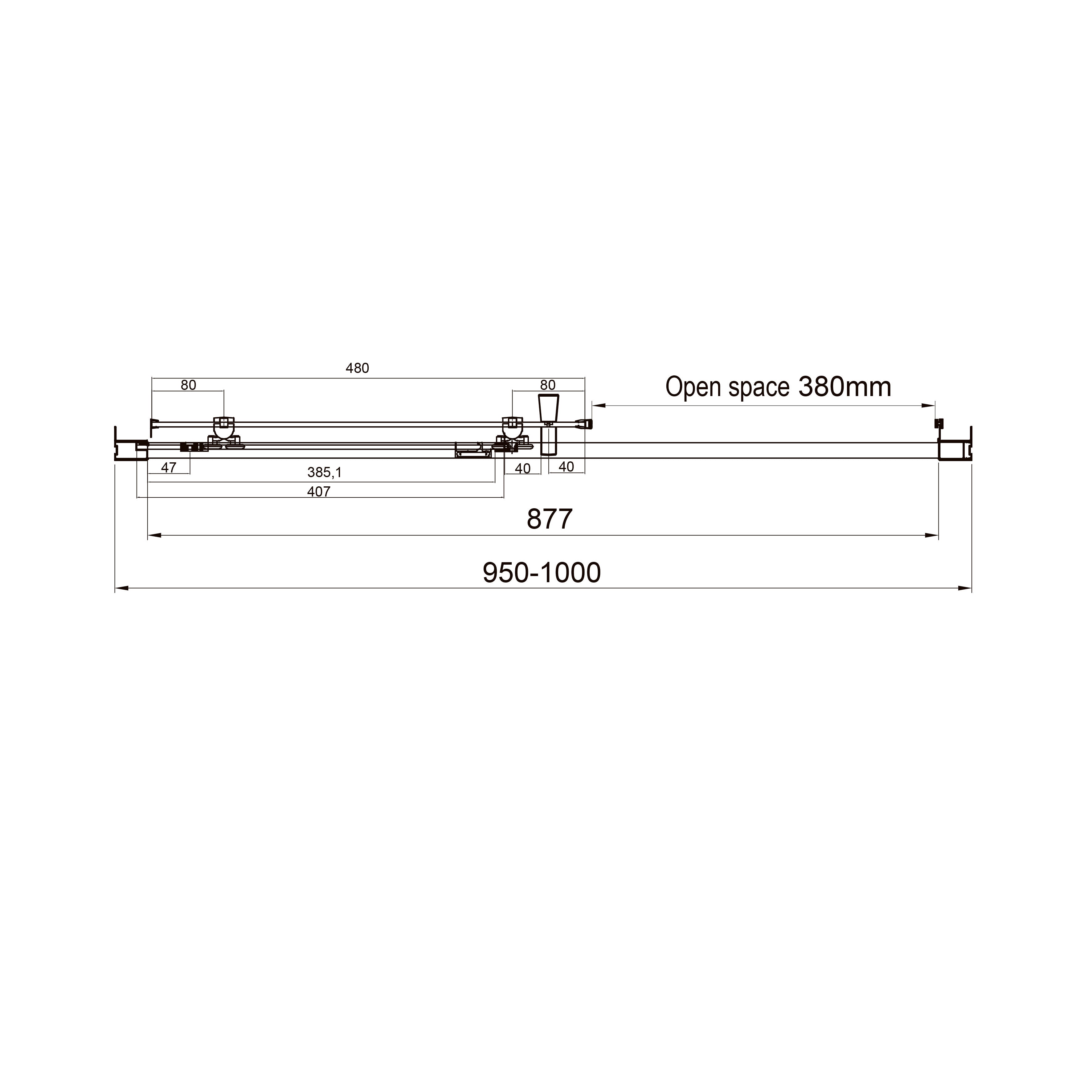 Dakota sliding shower doors, two-piece, 1000x1850mm, chrome, 5mm clear glass