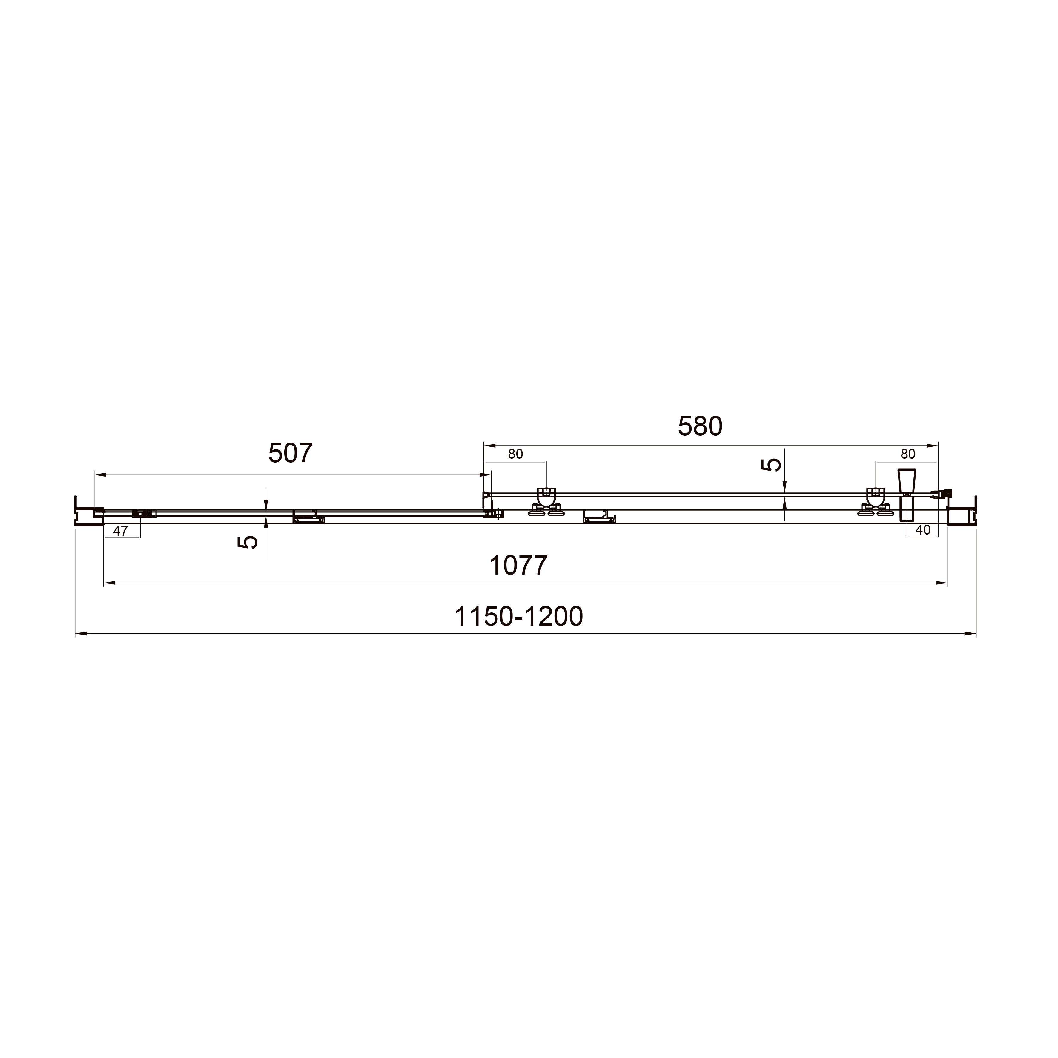 Dakota sliding shower doors, two-piece, 1200x1850mm, chrome, 5mm grape glass