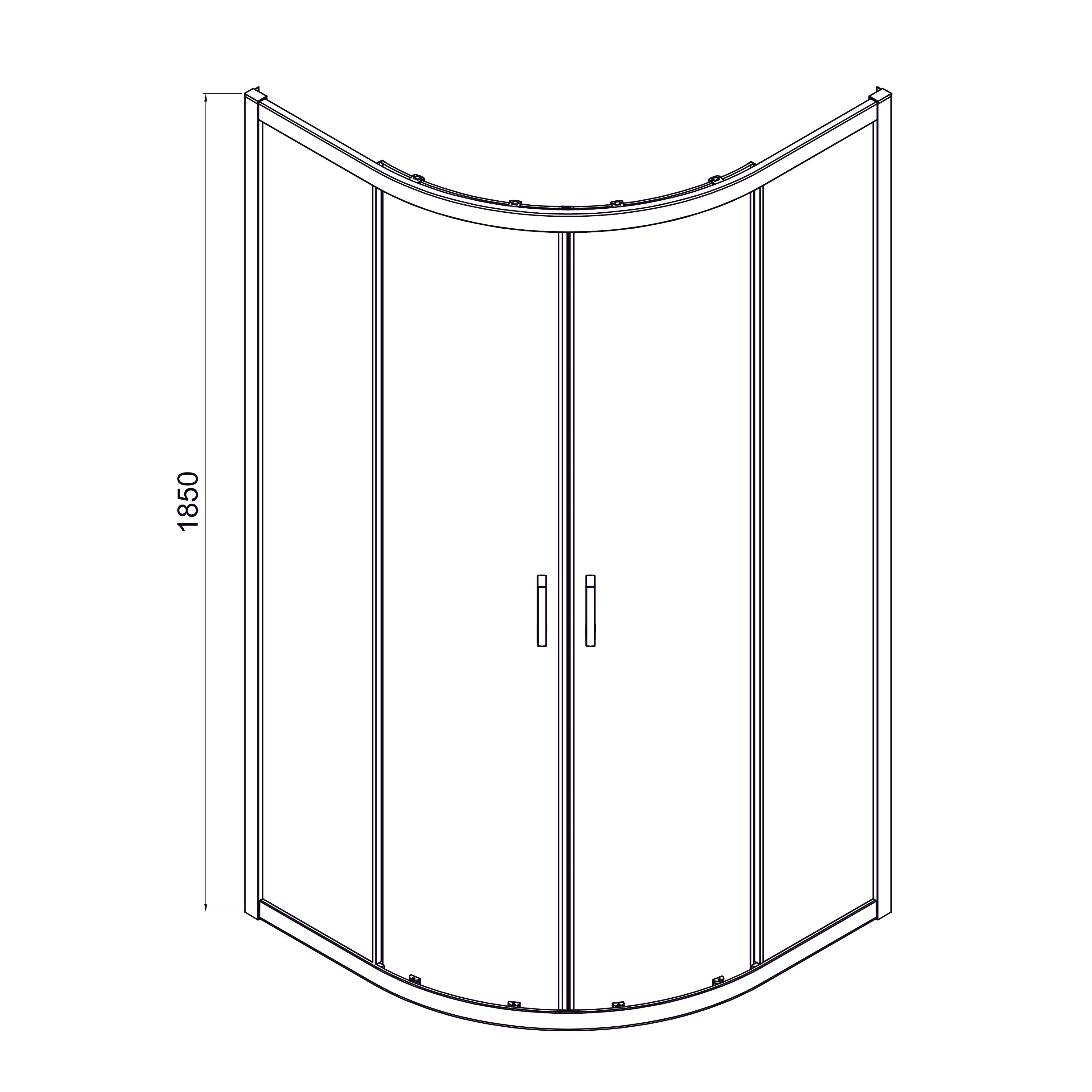 Dakota sliding shower enclosure, quadrant, 900x900x1850mm, black matt, 5mm clear glass