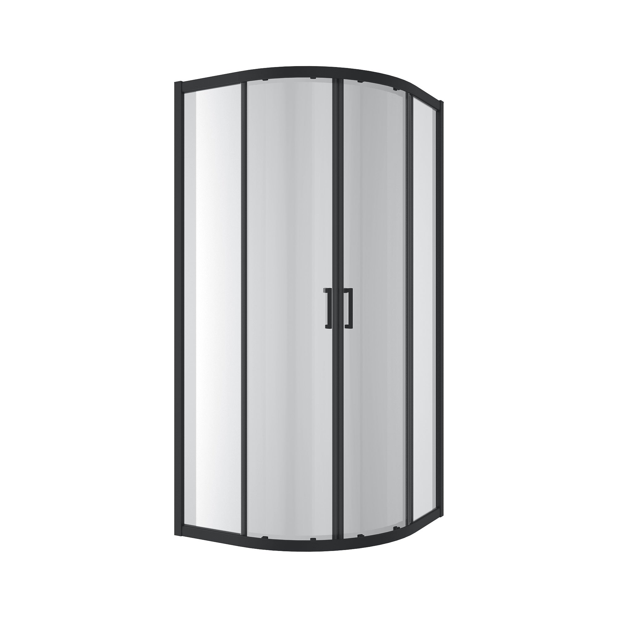 Dakota Schiebeduschkabine, halbrund, 900×900×1850 mm, Mattschwarz, Glas 5 mm Clear