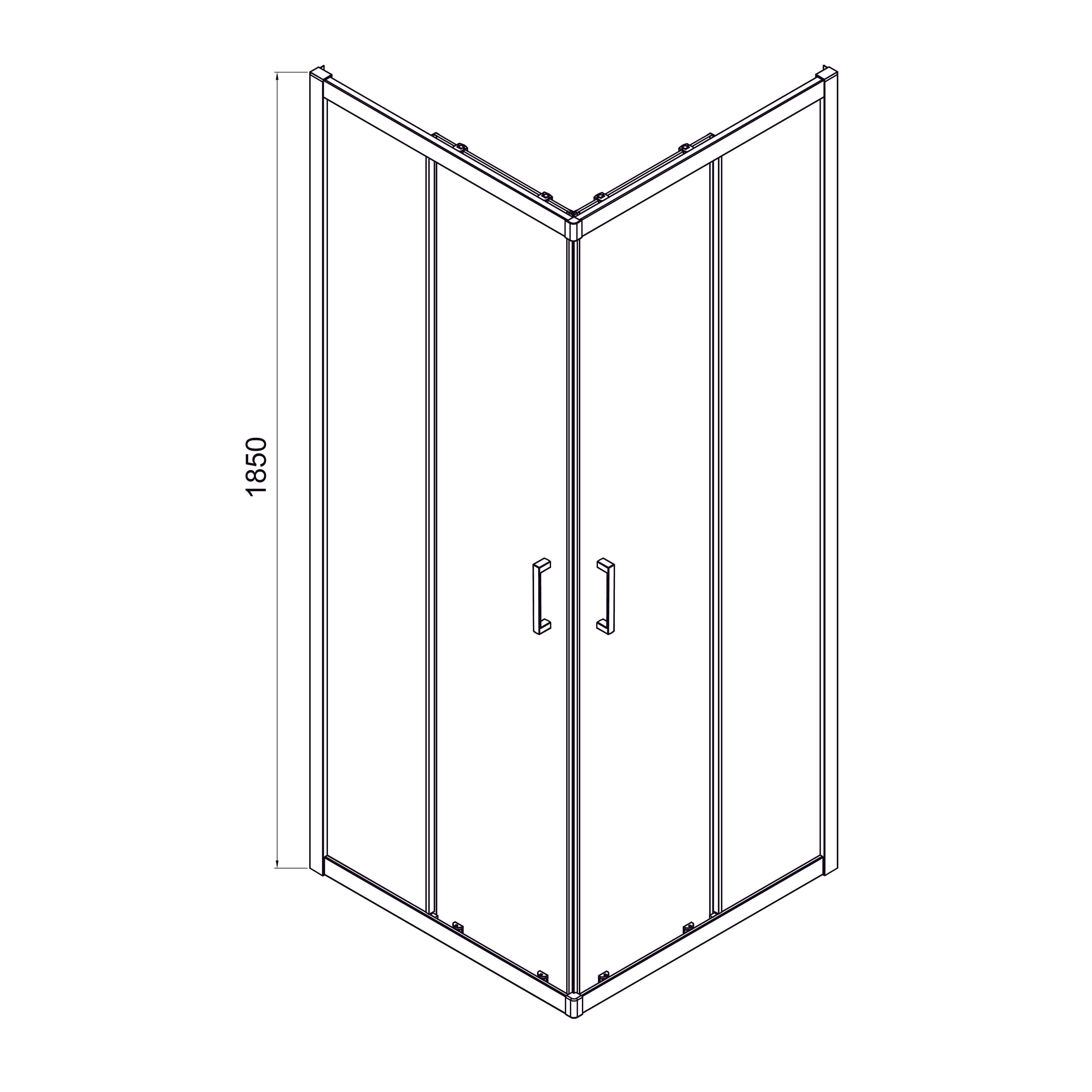 Dakota sliding shower enclosure, square, 900x900x1850mm, black matt, 5mm clear glass