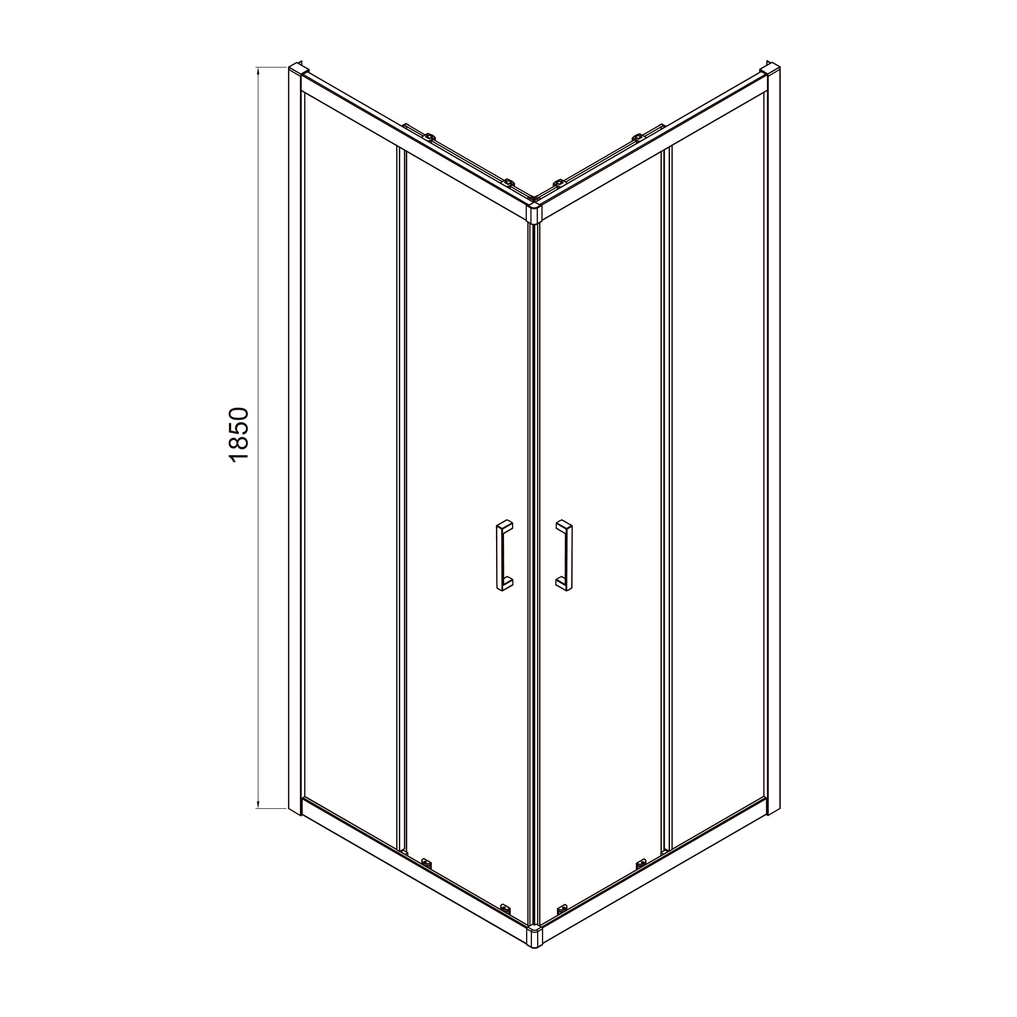 Dakota Schiebeduschkabine, quadratisch, 900×900×1850 mm, Mattschwarz, Glas 5 mm Clear