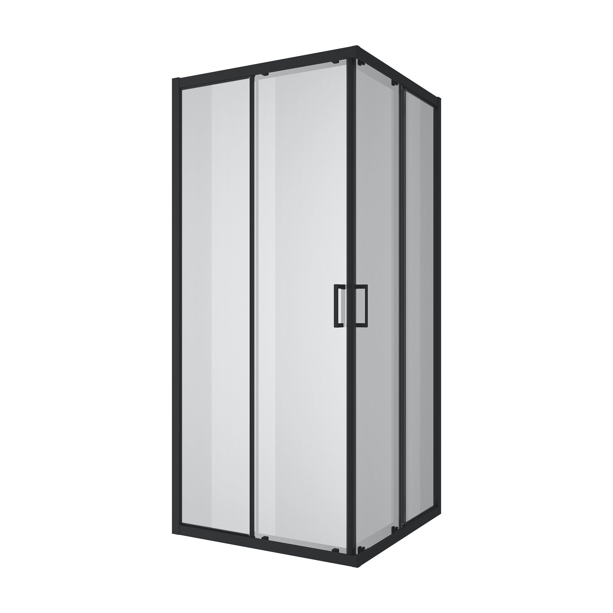 Dakota Schiebeduschkabine, quadratisch, 900×900×1850 mm, Mattschwarz, Glas 5 mm Clear