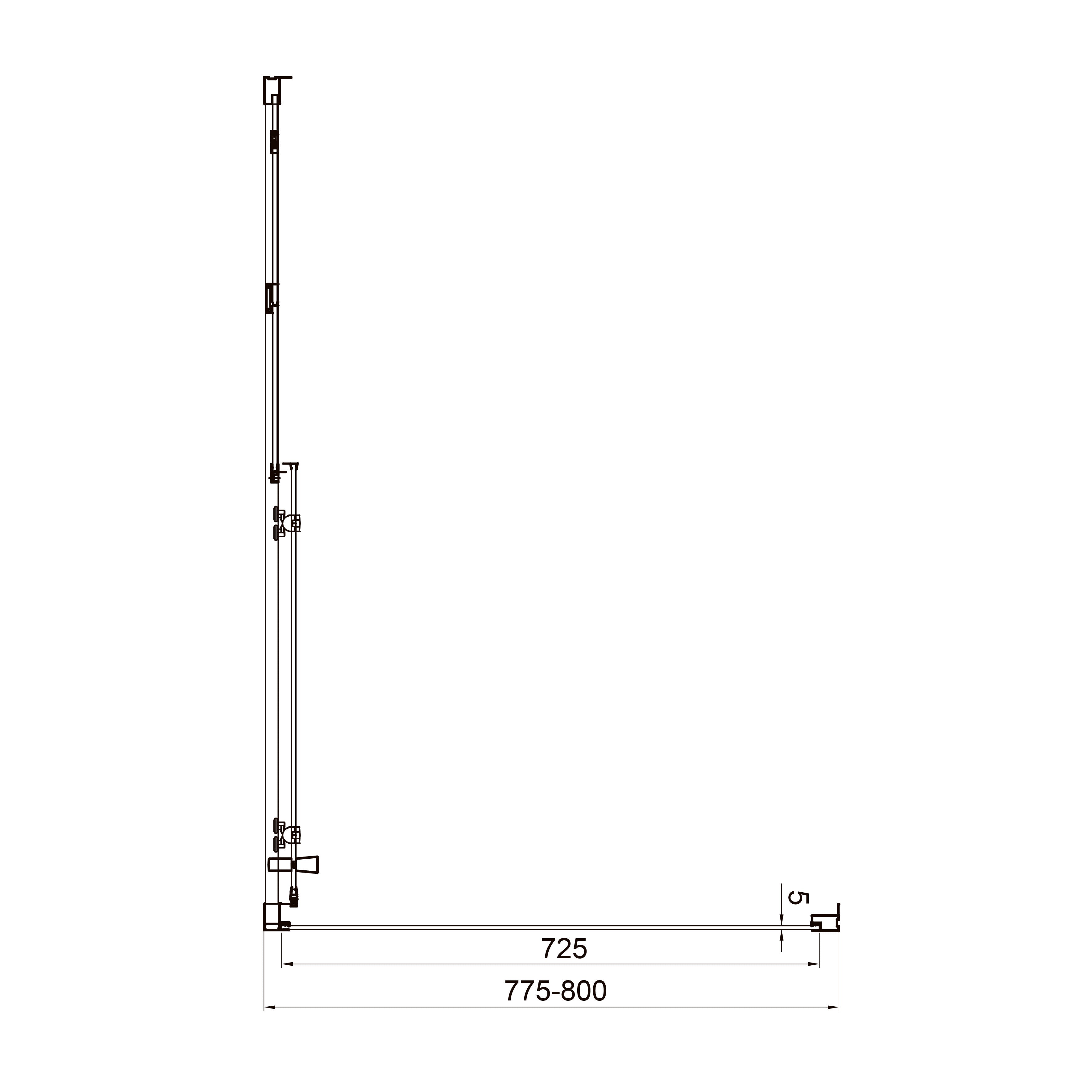 Dakota Fixed side panel, 800x1850mm, chrome, 5mm clear glass