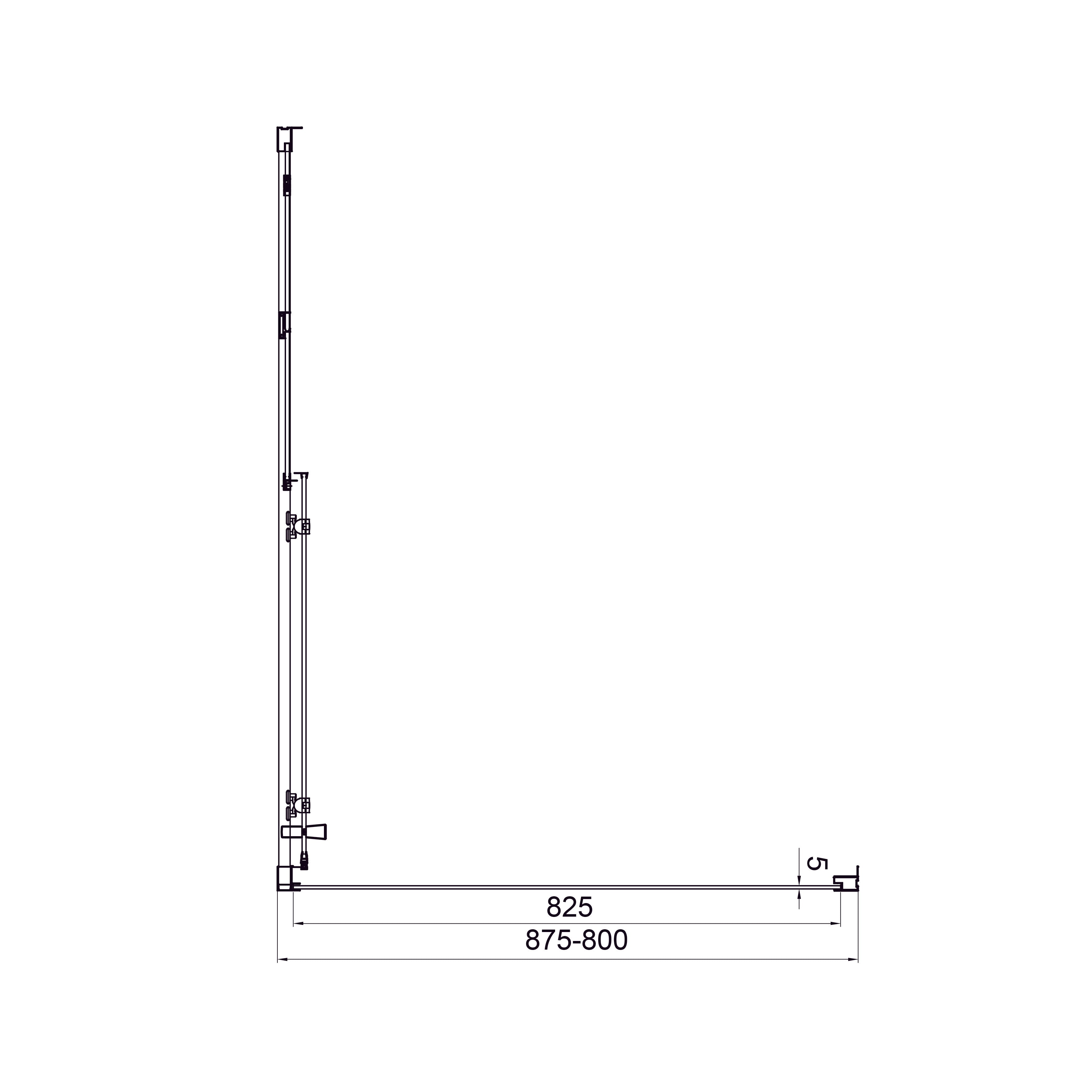 Pevná stěna Dakota 900x1850mm, chrom, sklo 5mm grape