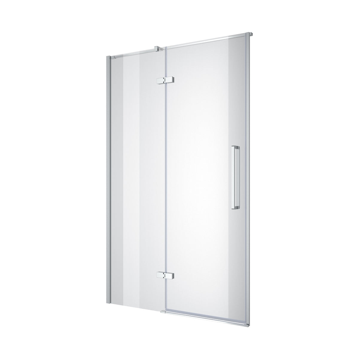 Cube Puerta de ducha abatible de dos elementos sin perfil 900×1950 mm, cromo, cristal clear de 6 mm