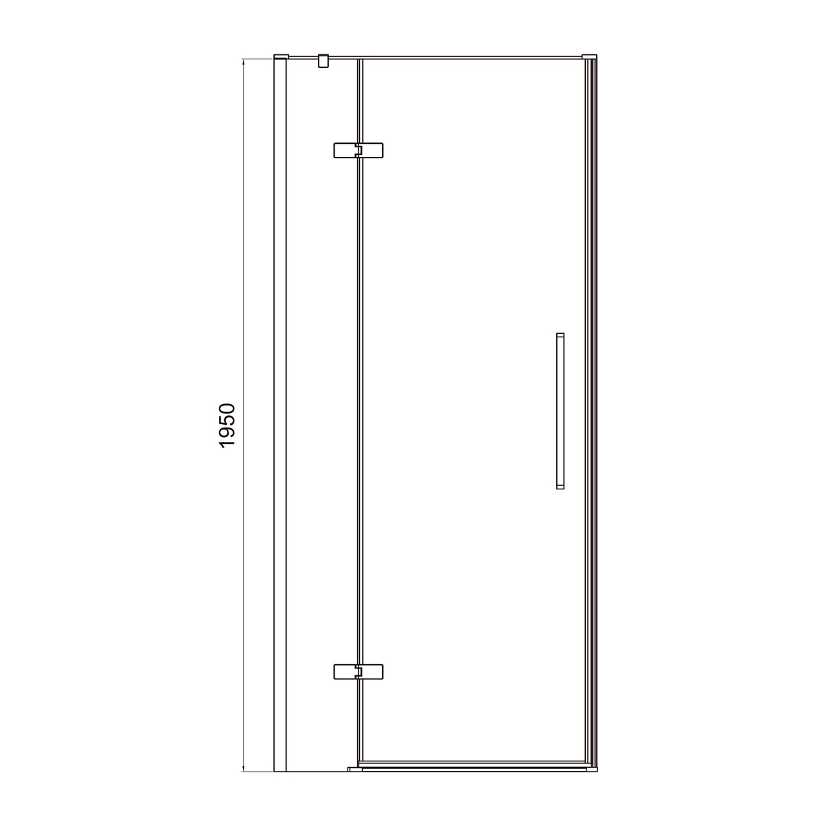 Cube Puerta de ducha abatible de dos elementos sin perfil 900×1950 mm, cromo, cristal clear de 6 mm