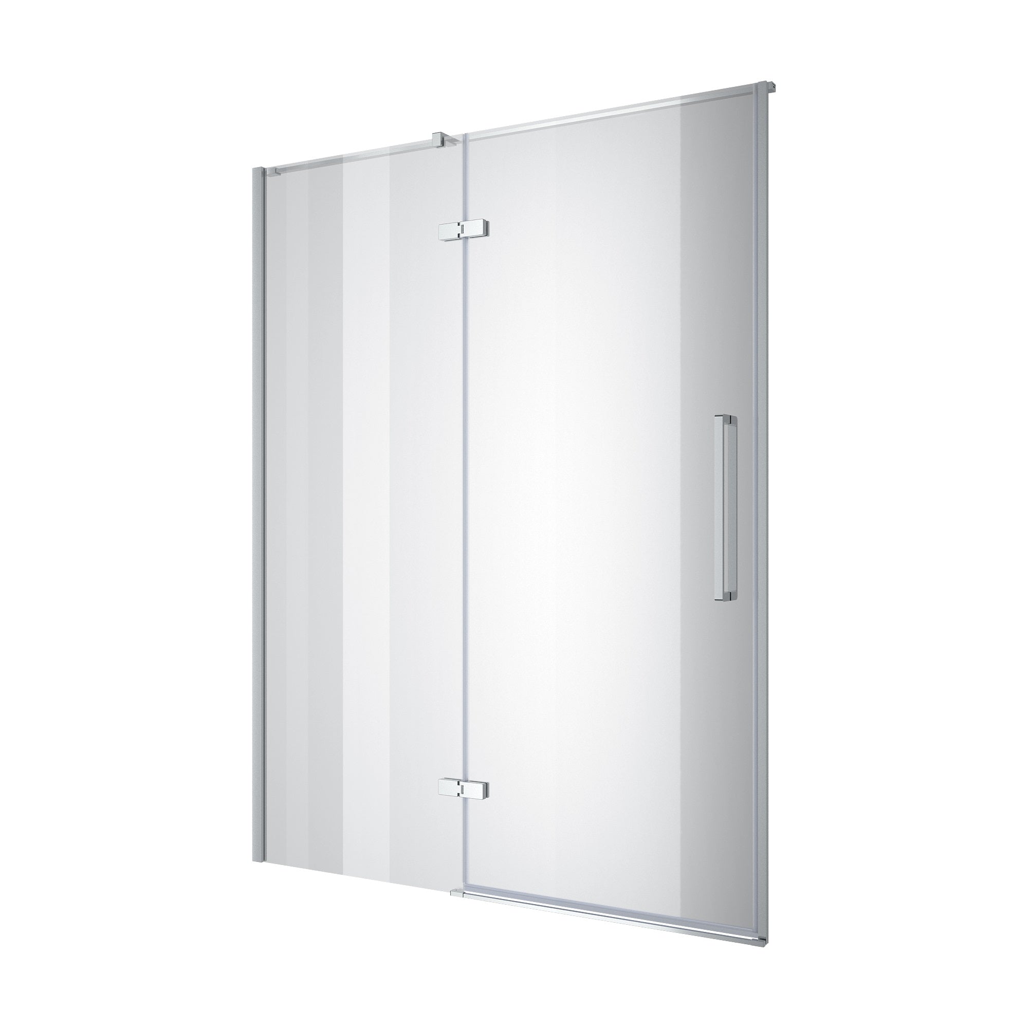 Sprchové dveře otevírací, dvoudílné, bezprofilové Cube 1200×1950 mm, chrom, sklo 6 mm čiré