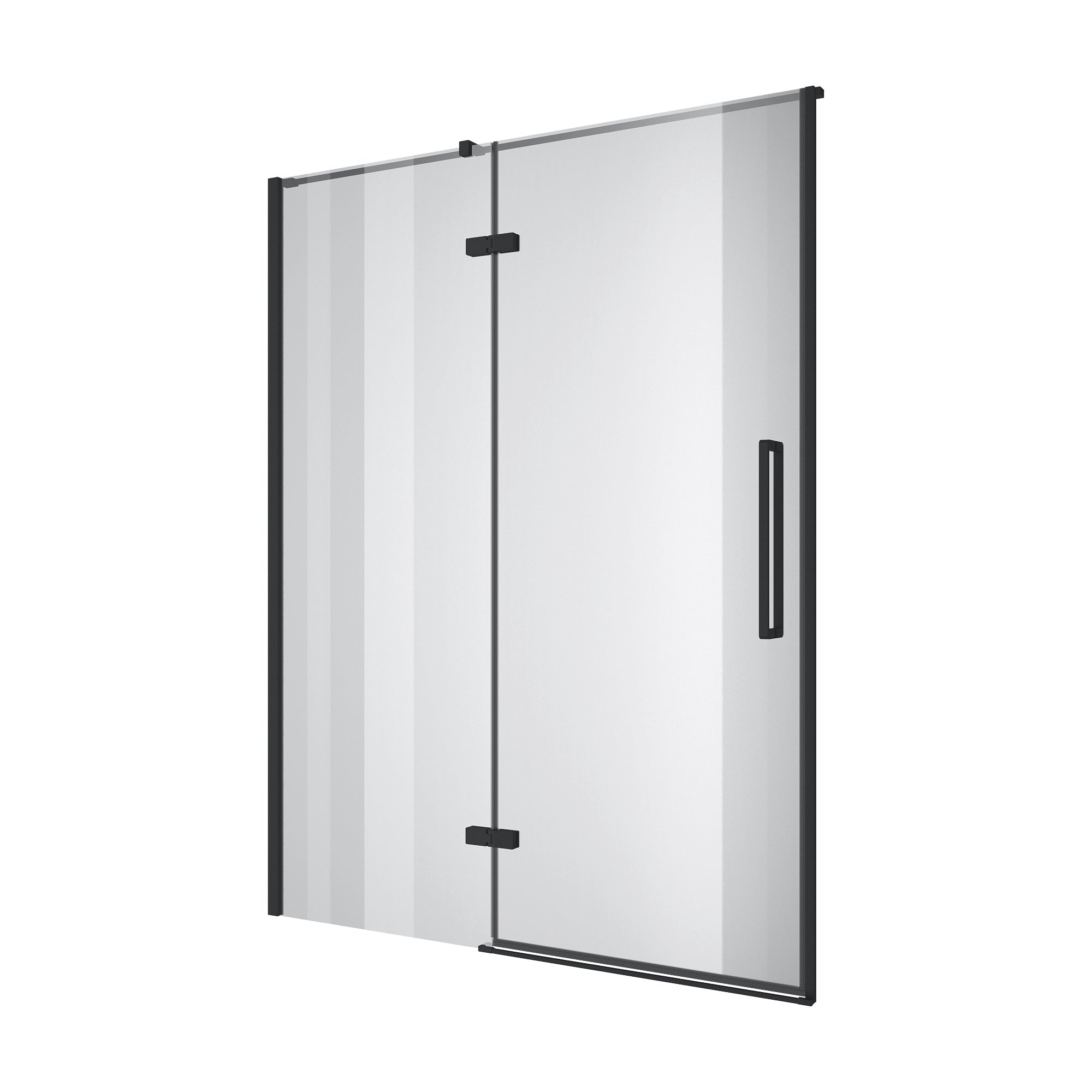 Cube hinged shower doors, two-piece, frameless, 1200x1950mm, black matt, 6mm clear glass