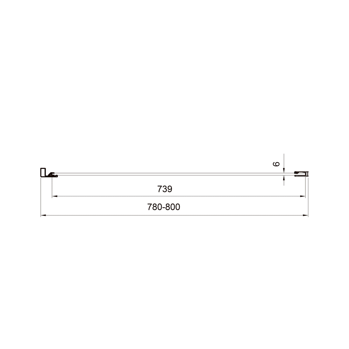 Cube Panel fijo sin perfil 800×1950 mm, cromo, cristal clear de 6 mm