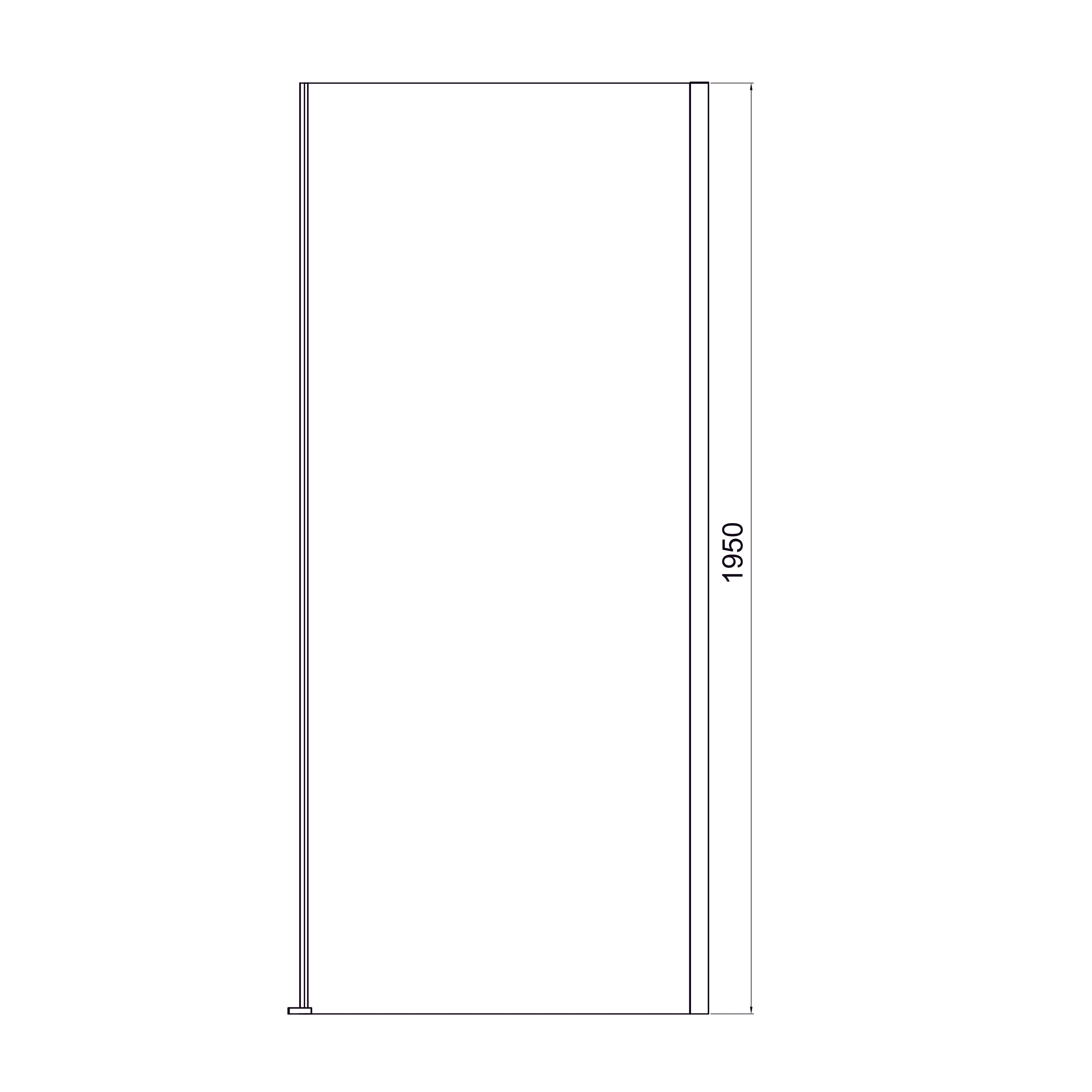 Cube Fixed side panel, frameless, 900x1950mm, black matt, 6mm clear glass