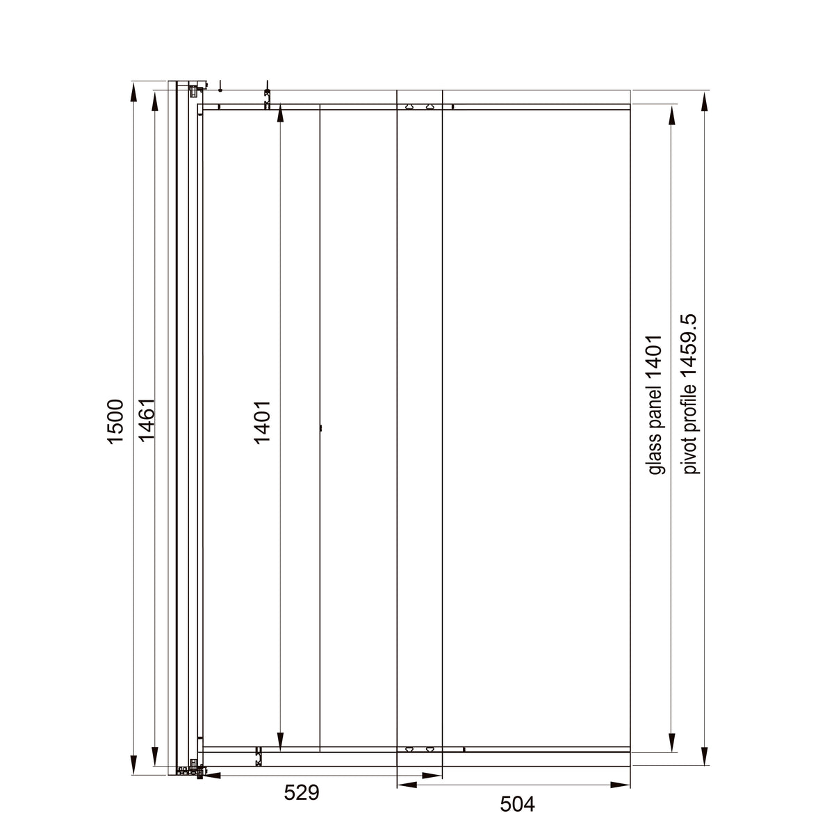 Style Mampara de bañera de dos elementos 1000×1500 mm, cromo, cristal clear de 6 mm
