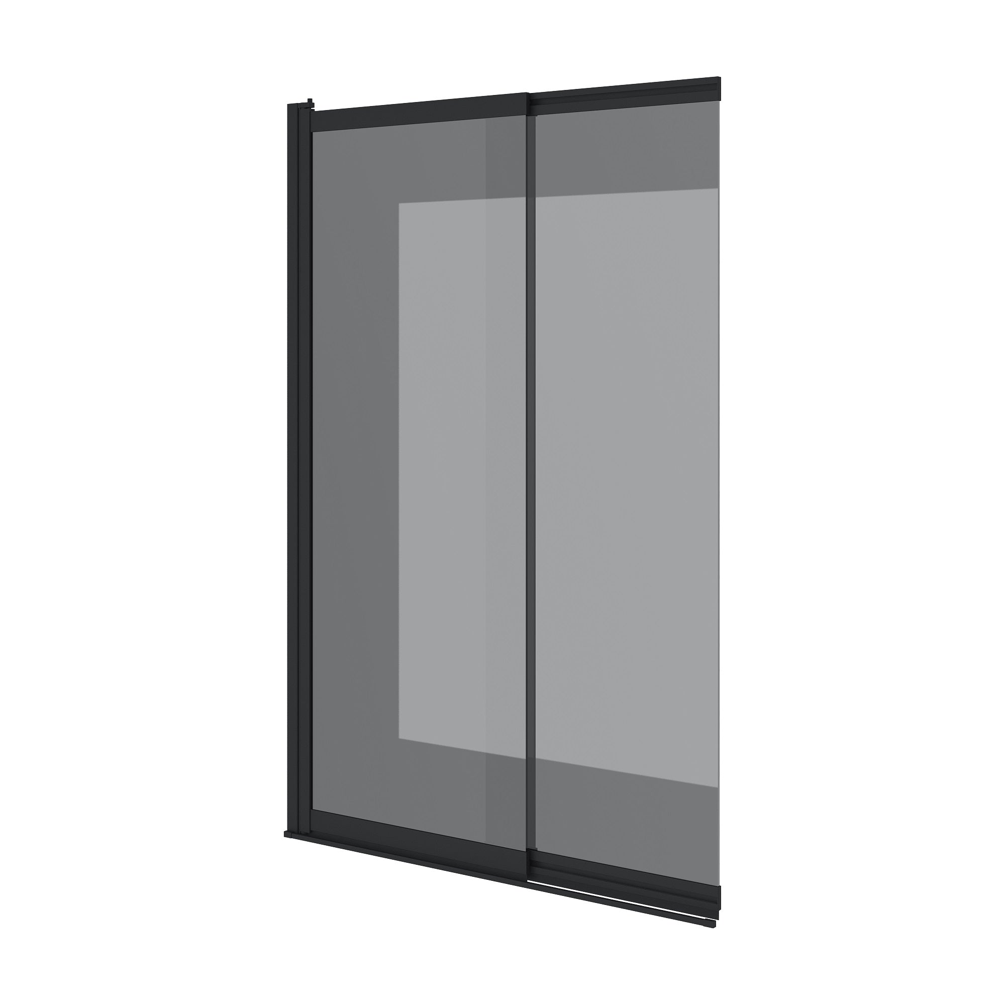 Style Mampara de bañera de dos elementos 1000×1500 mm, negro mate, cristal europe grey de 6 mm