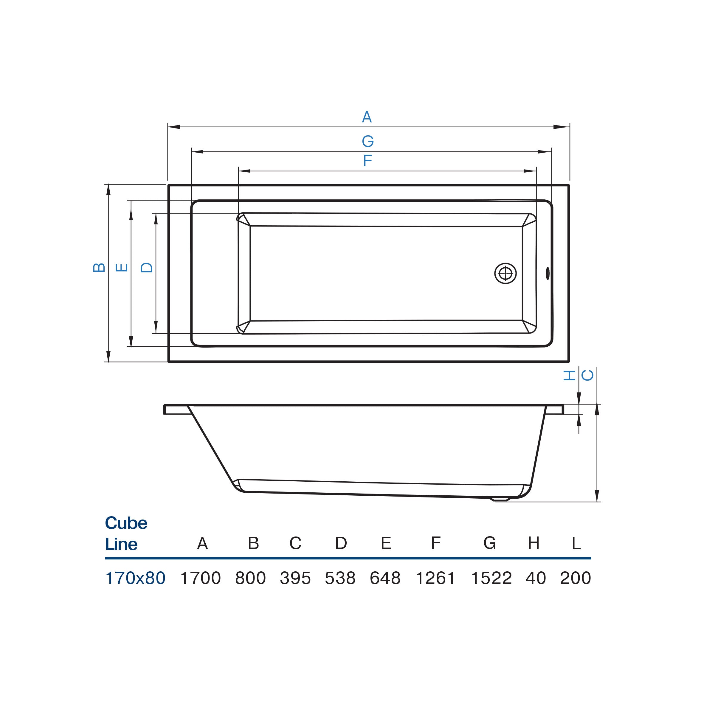 Bathtub Cube Line 170x80