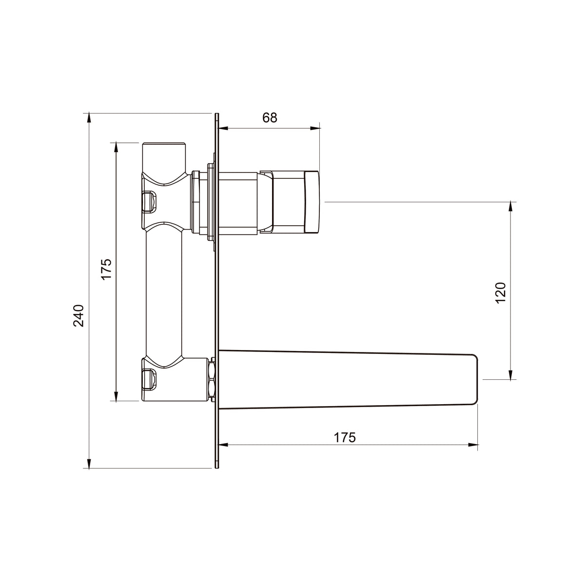 Cube Grifo empotrado para lavabo, negro mate