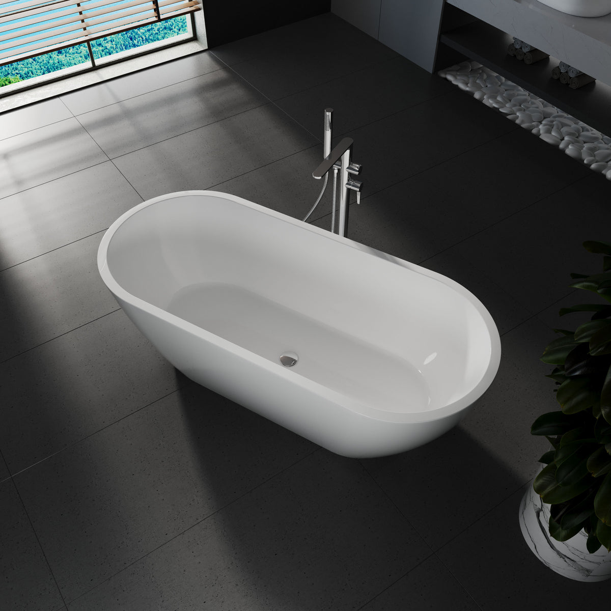 Freestanding seamless acrylic bathtub AquaLuxe 1700x750 White with siphon