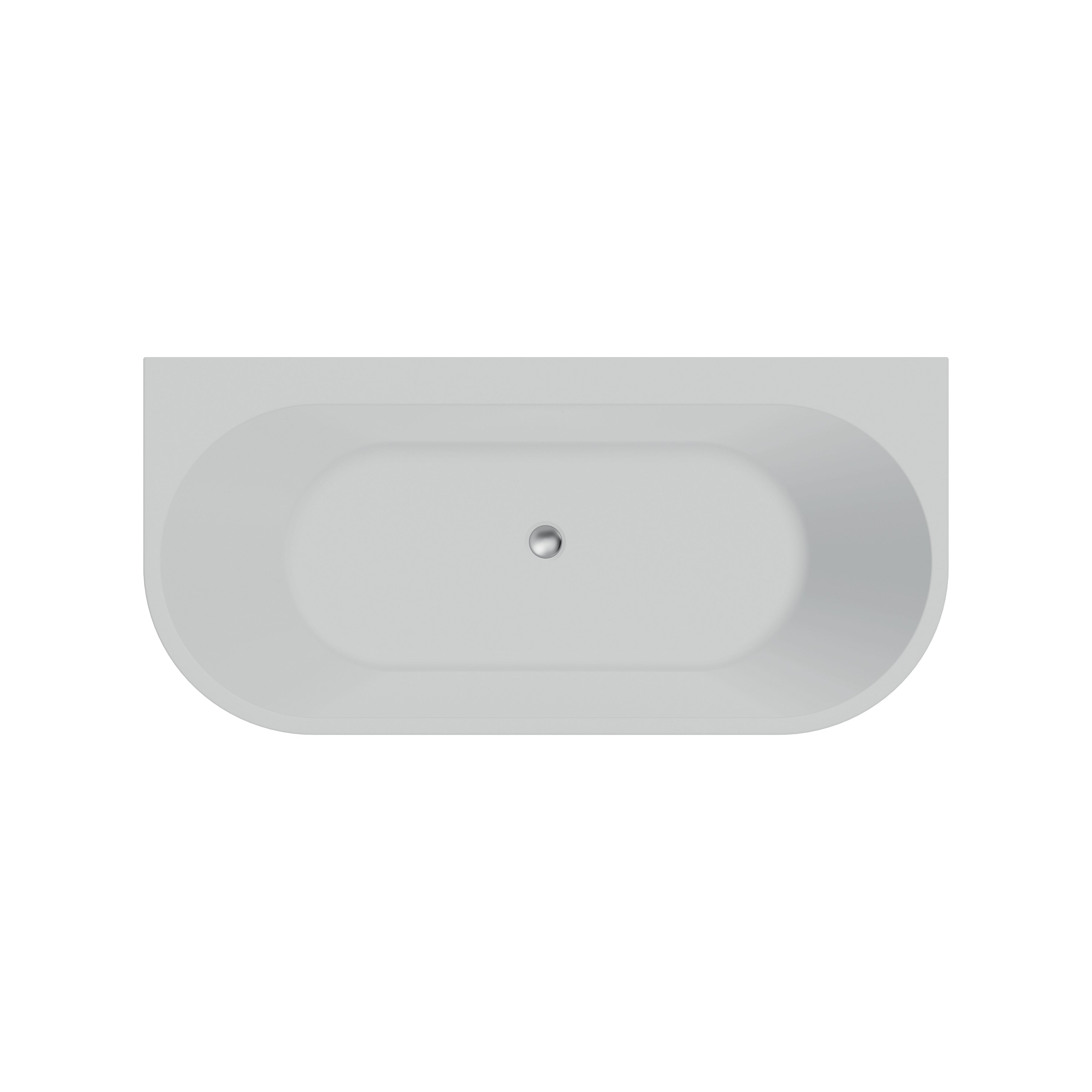 Freestanding seamless wall-adjacent acrylic bathtub Euforia 1600x750 White with siphon
