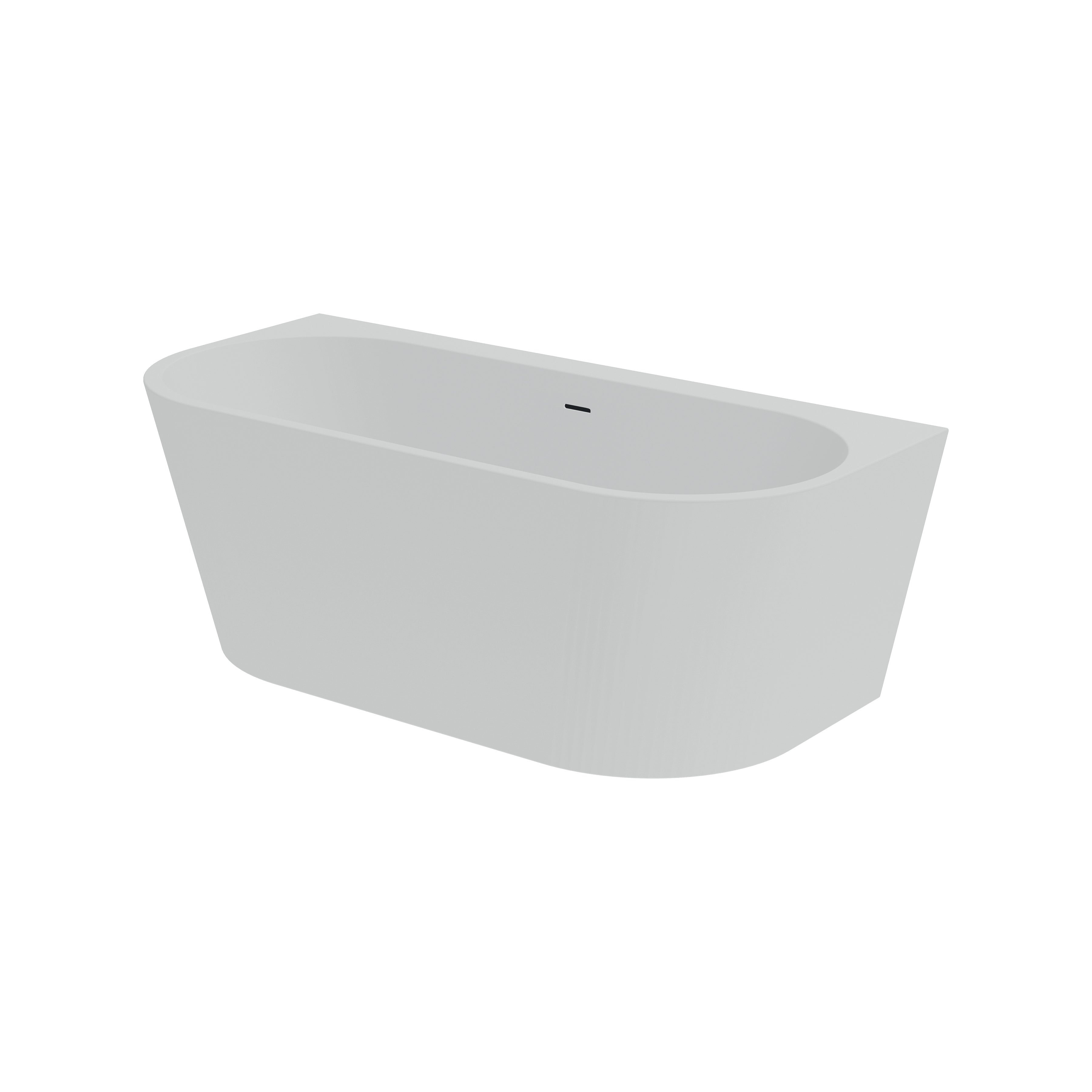Freestanding seamless wall-adjacent acrylic bathtub Euforia 1600x750 White with siphon
