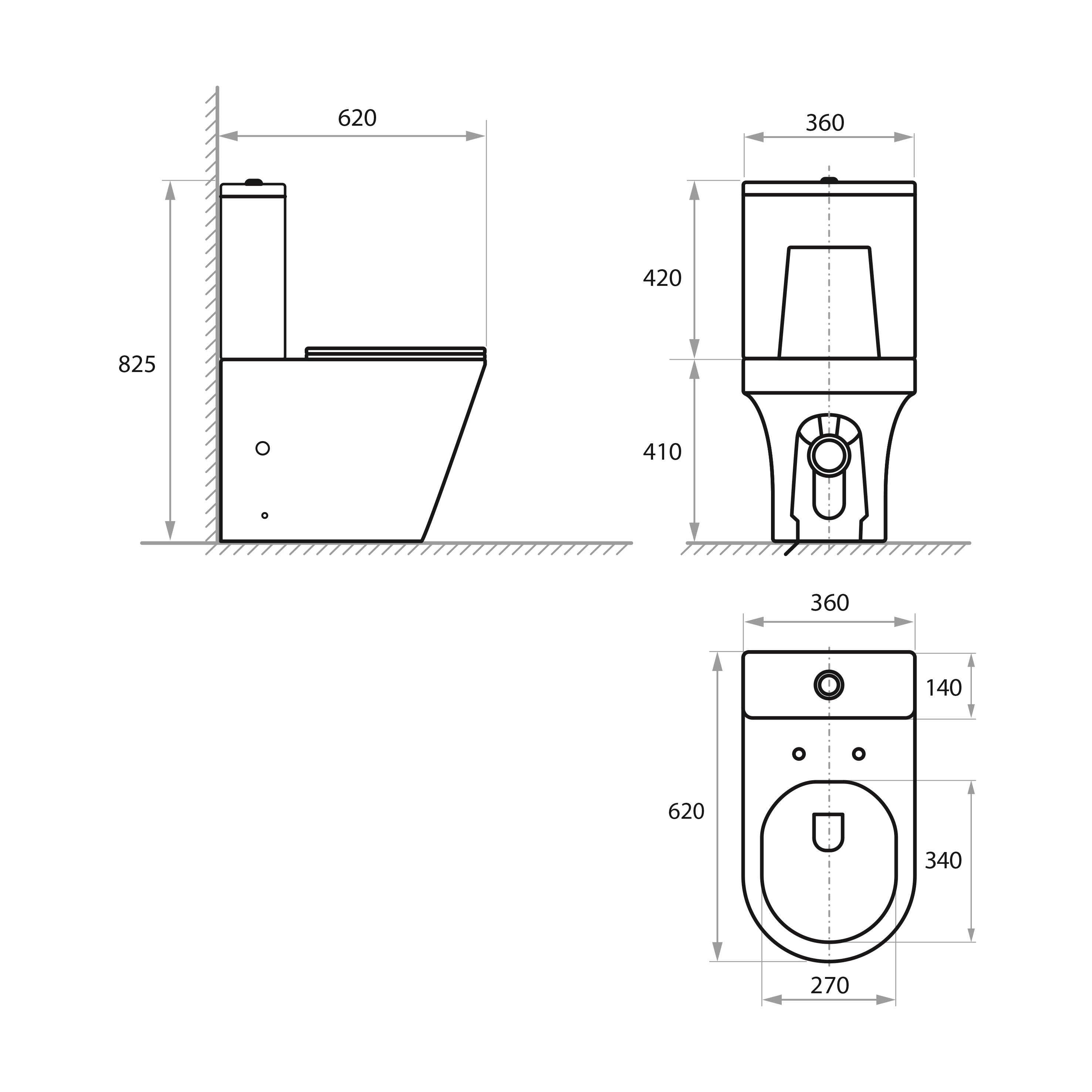 Zestaw GRACE SMART: stojąca toaleta z deską wolnoopadającą + spłuczka (spłukiwanie bezkołnierzowe)