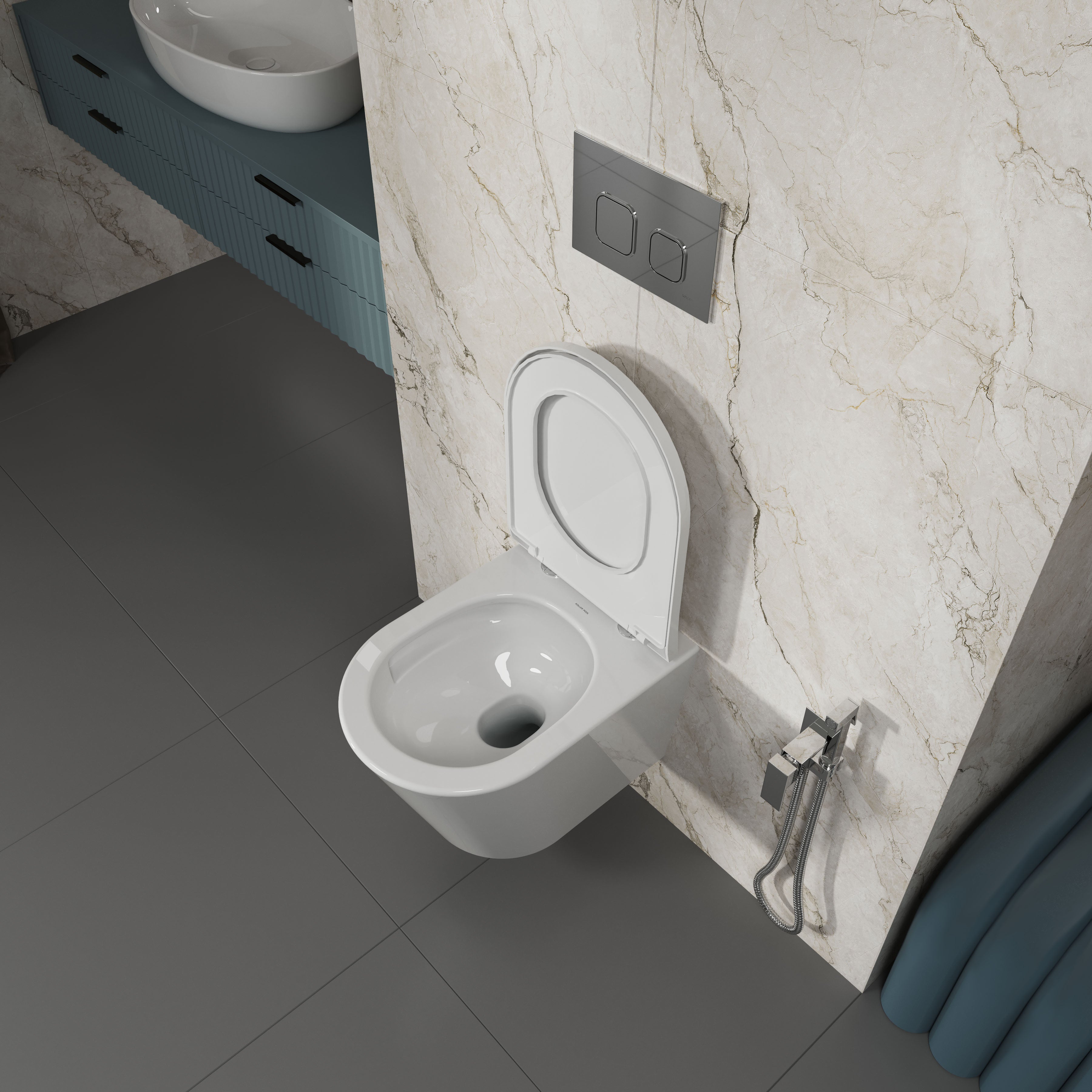 ORION inodoro suspendido con asiento Soft-close Middle Thick (descarga Tornado 3.0)