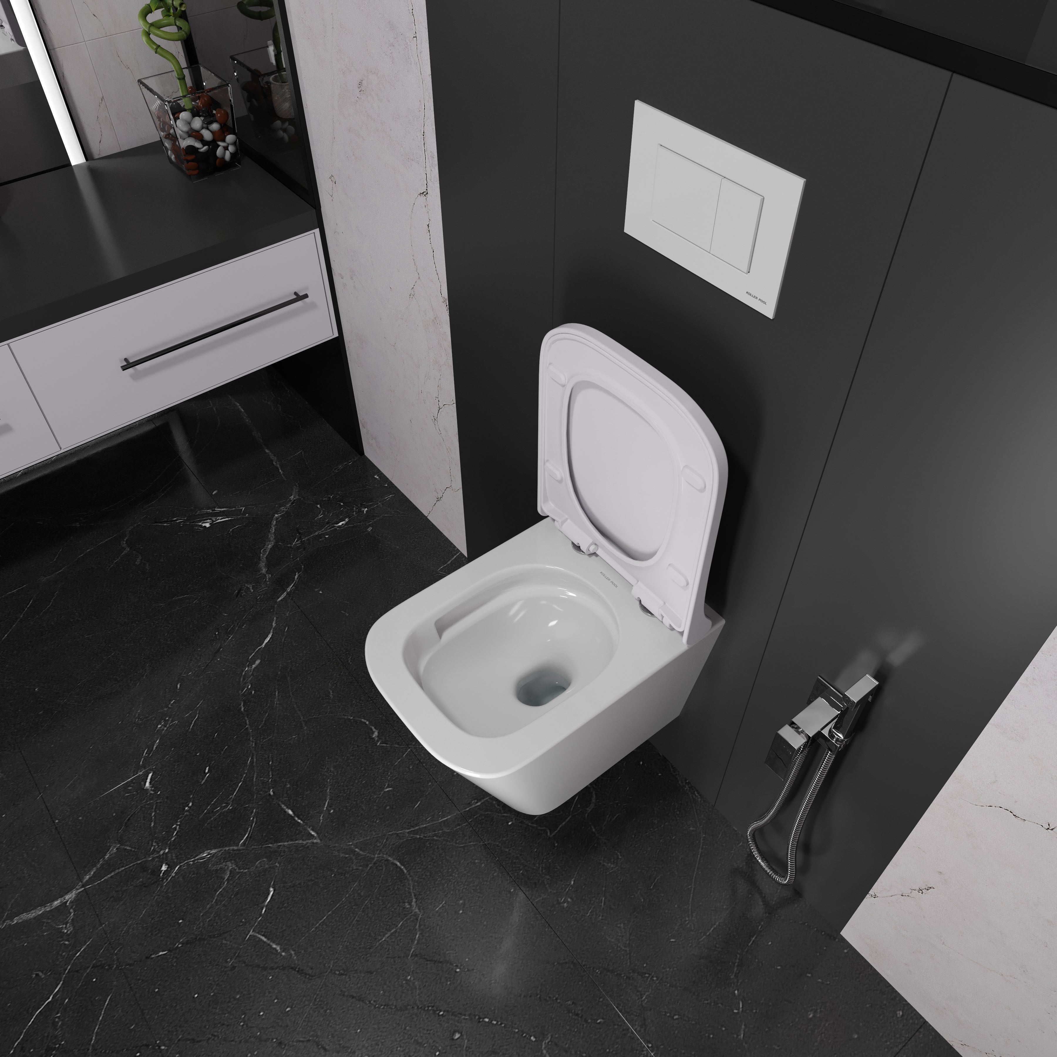 TREND inodoro suspendido con asiento Soft-close Middle Thick (descarga Tornado 3.0)