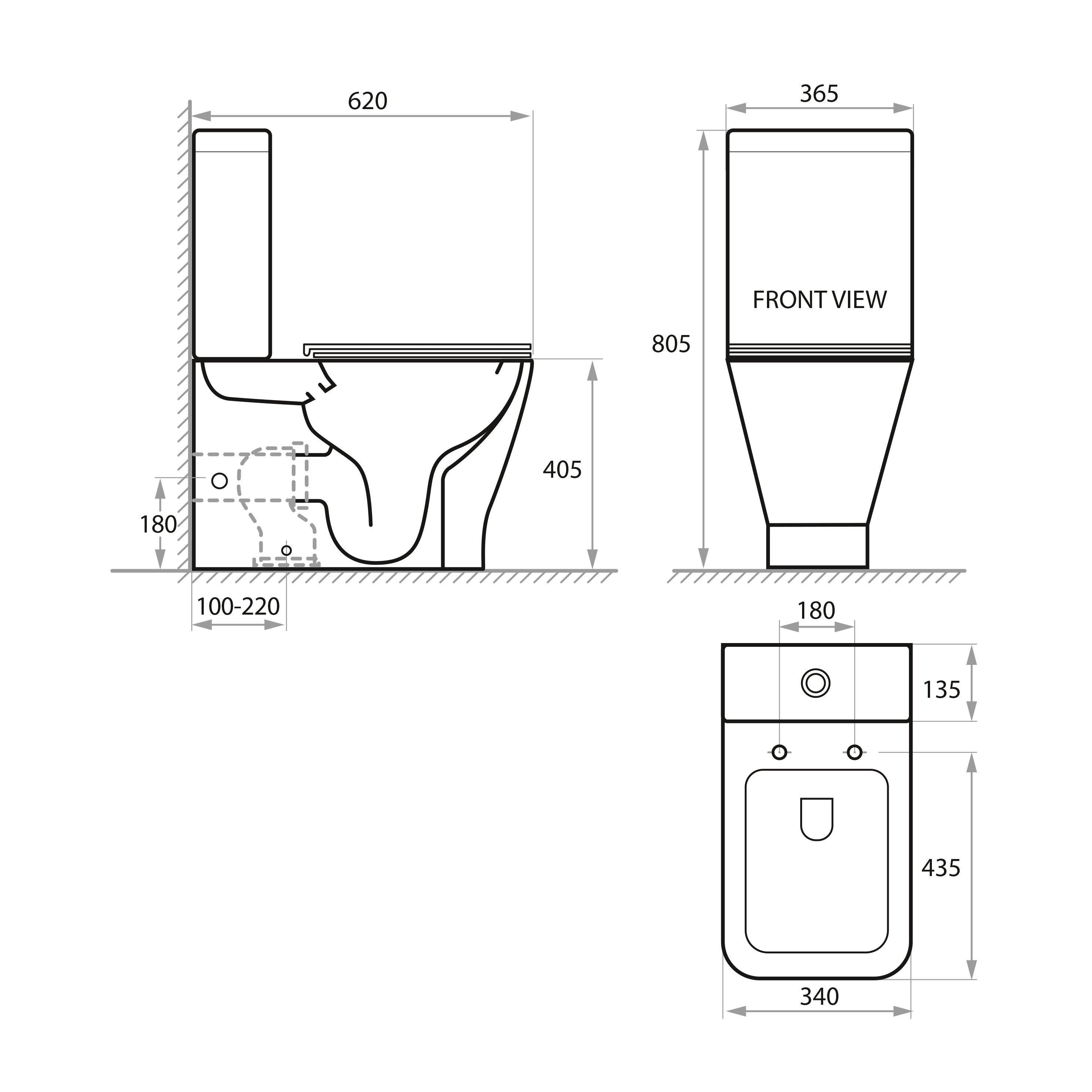 TREND SMART Compacto: inodoro de pie con asiento Soft-close + cisterna (descarga Tornado 3.0)