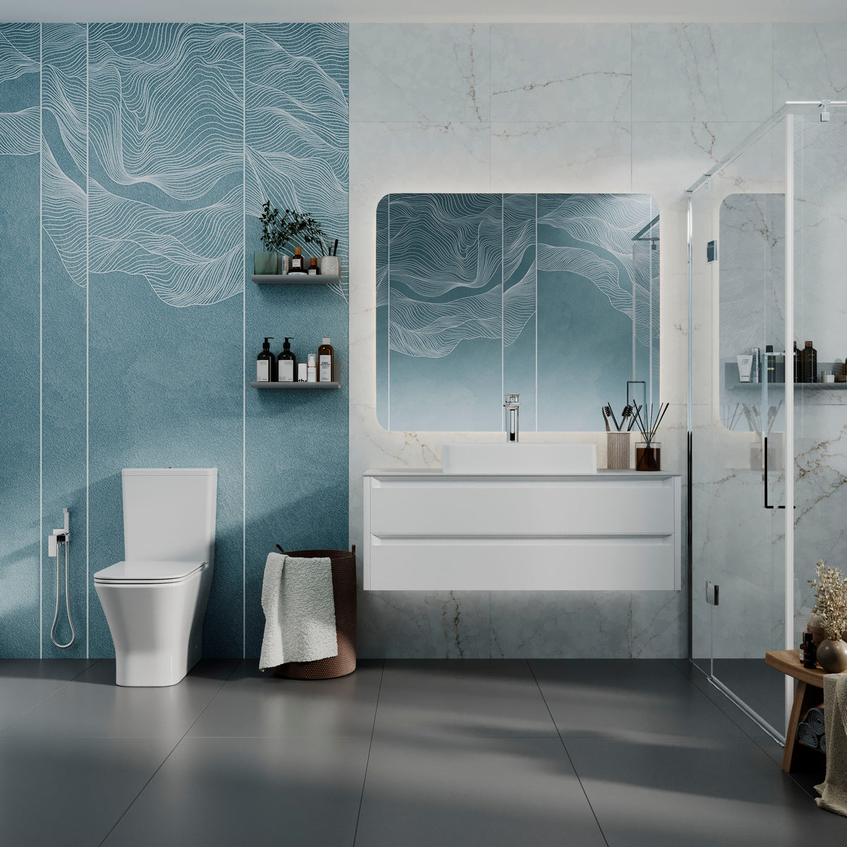 TREND SMART WC-Kombination: Stand-WC mit Soft-Close-Sitz + Spülkasten (Tornado 3.0-Spülung)