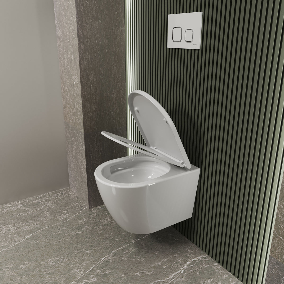 ROUND SMART wall-hung toilet with Soft-close Middle Thick seat (Tornado 3.0 flush)