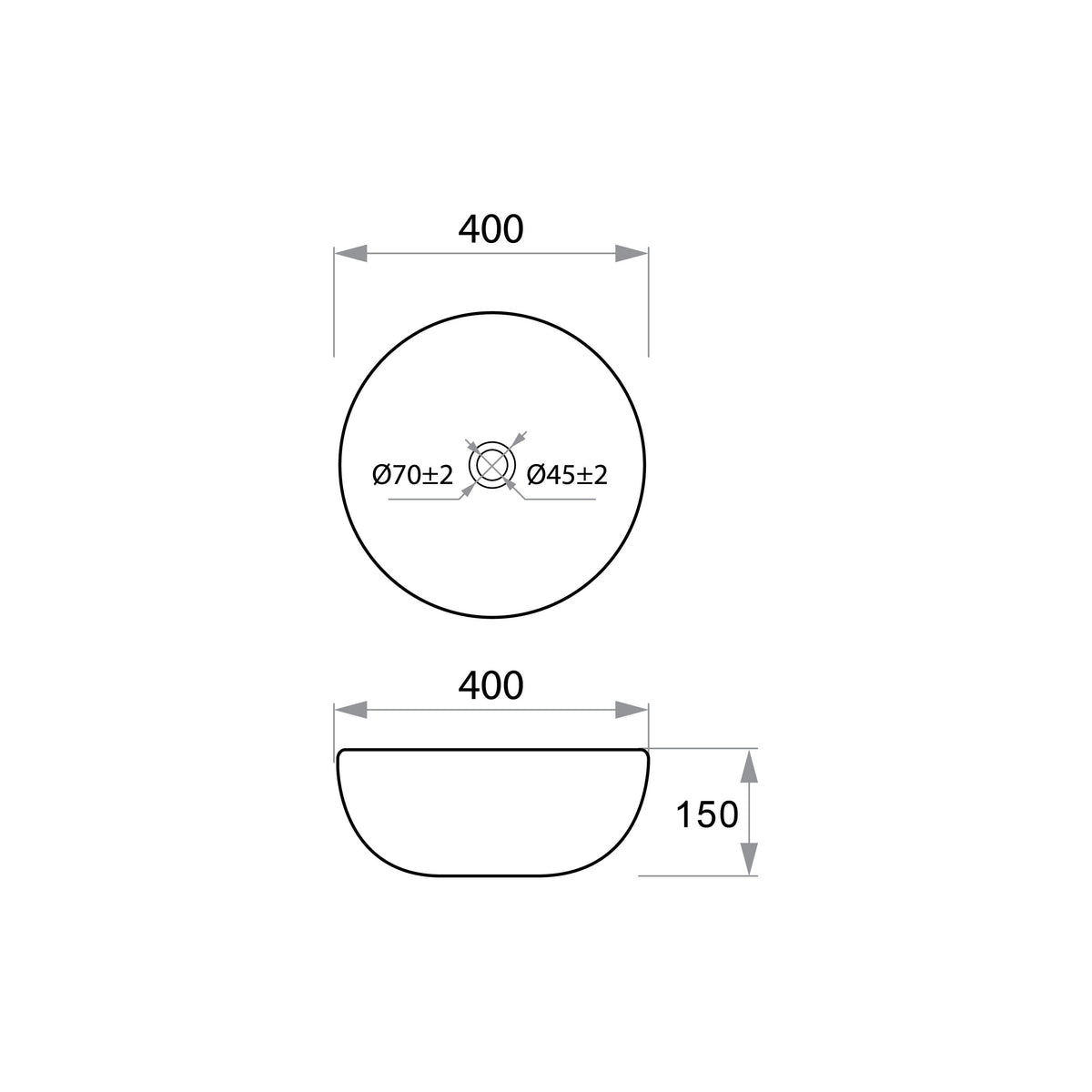 DAKOTA PRO lavabo de encimera 400×400×150 mm, blanco mate
