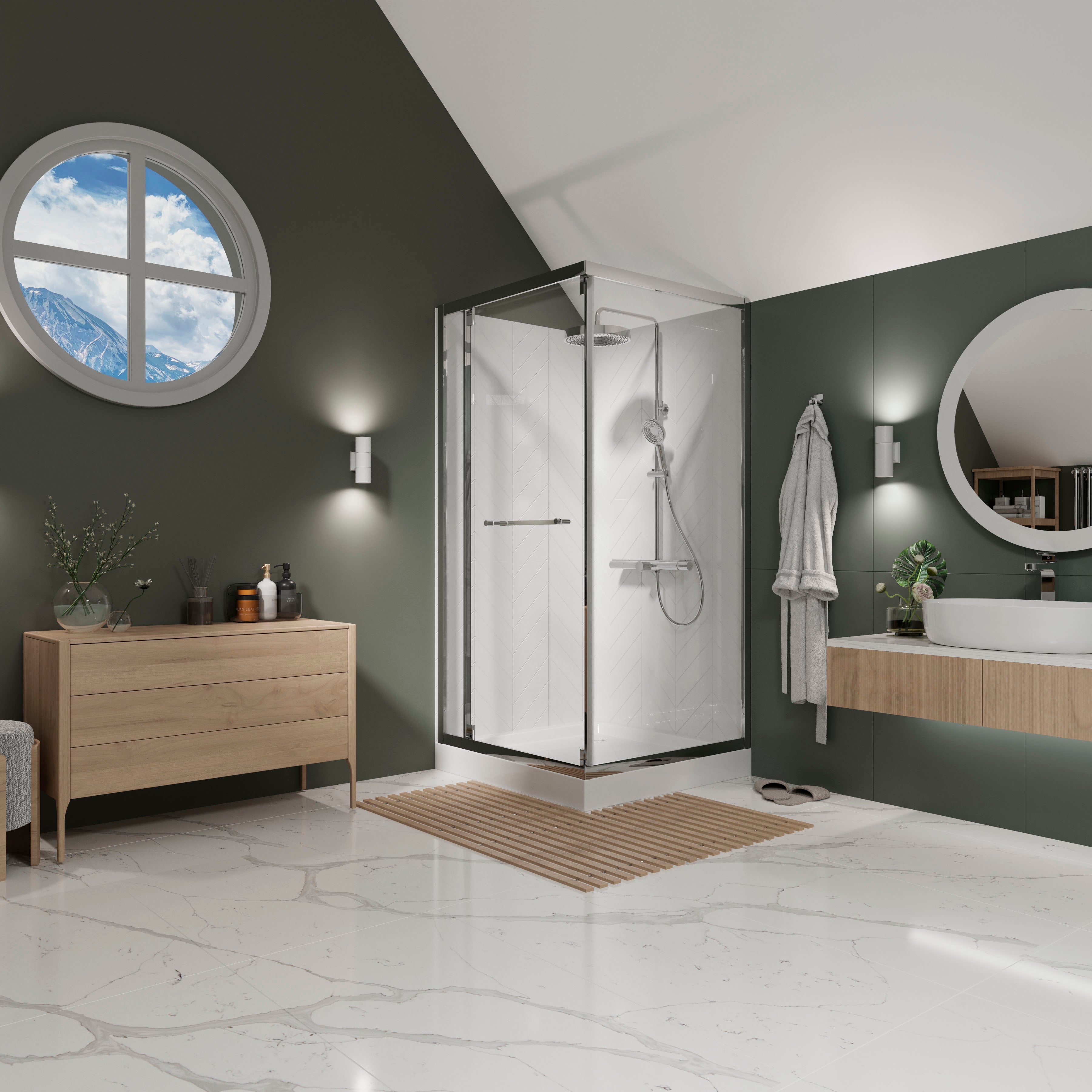 Душова кабіна розсувна, квадратна Proxima 900*900*1950мм, chrome, cкло 6мм, clear