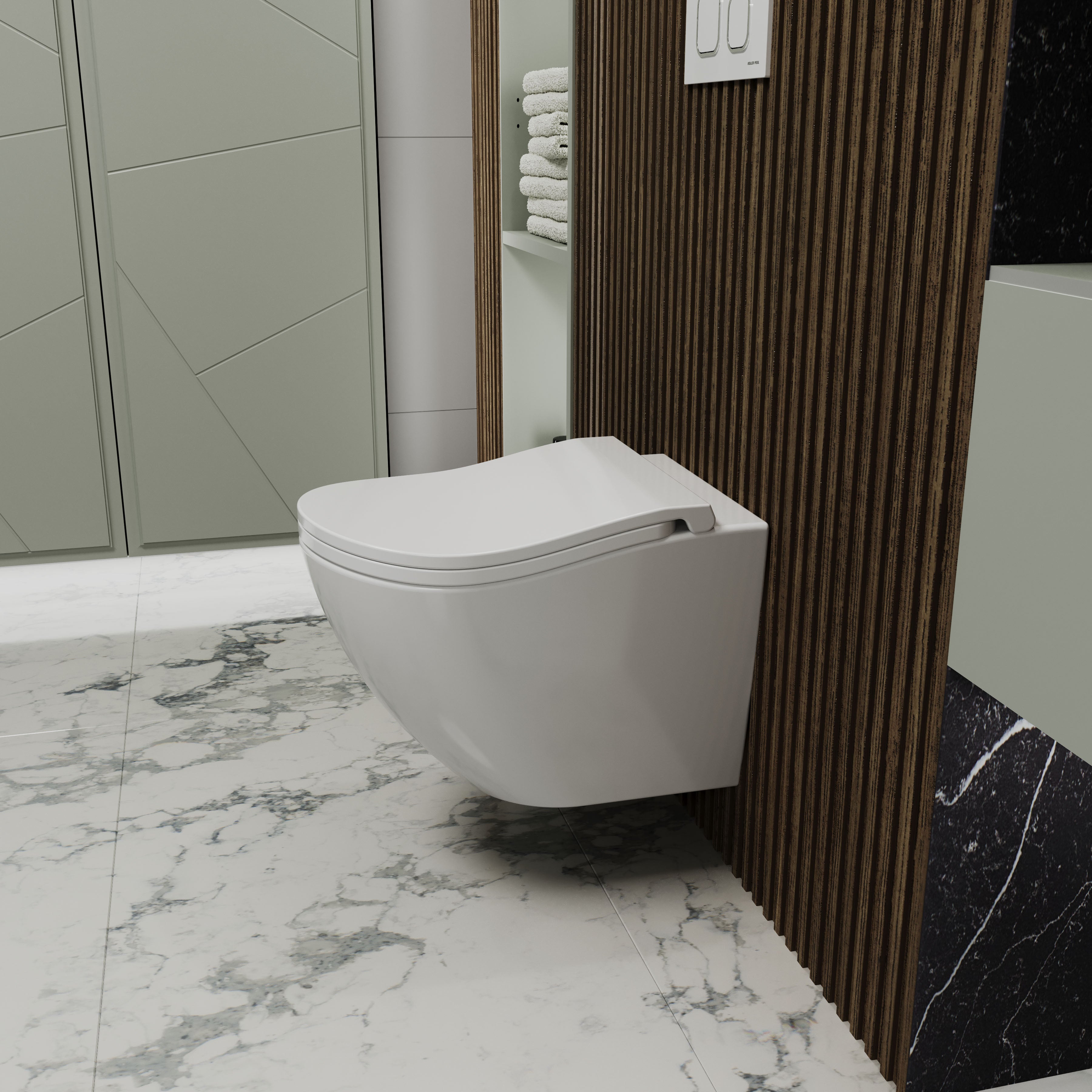 Závěsná toaleta ROUND COMFORT s tlumeným sklápěním sedátka (splachování Tornado 3.0)