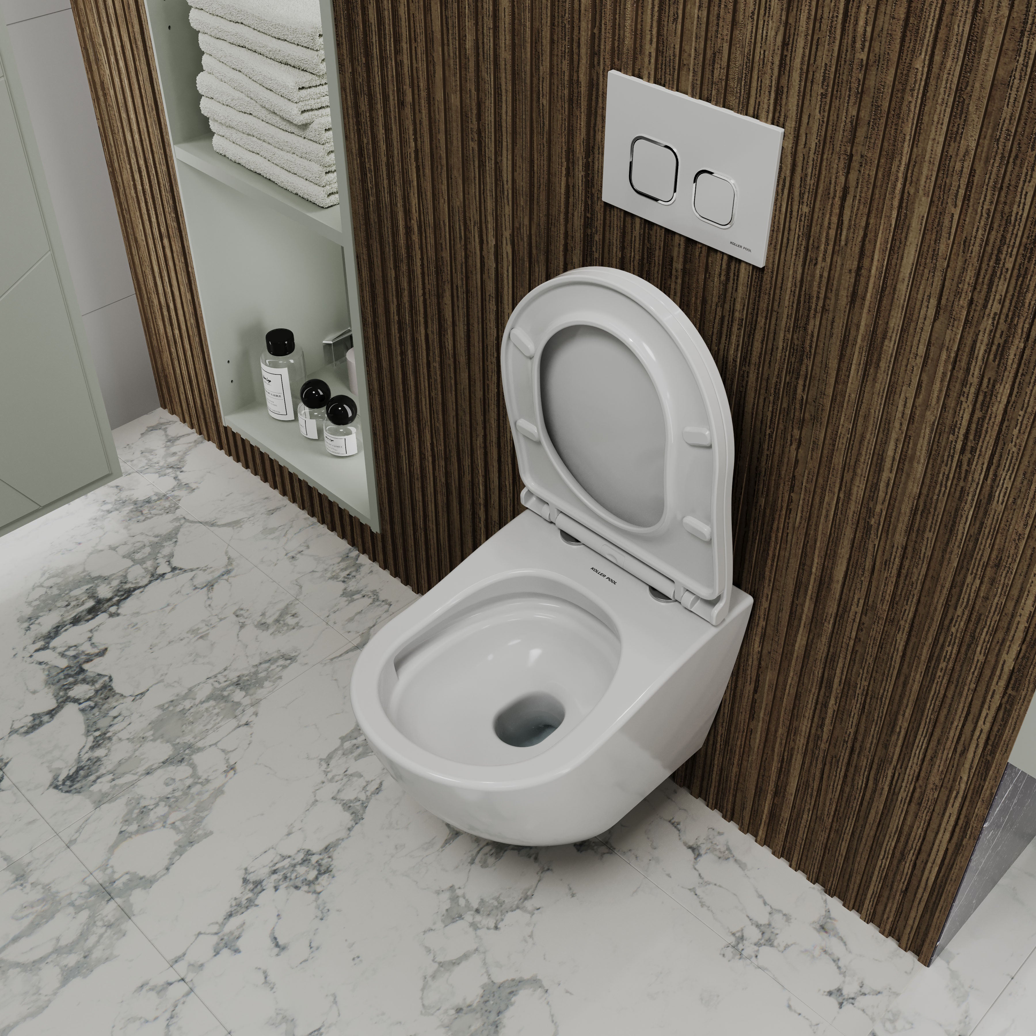 ROUND COMFORT inodoro suspendido con asiento Soft-close (descarga Tornado 3.0)