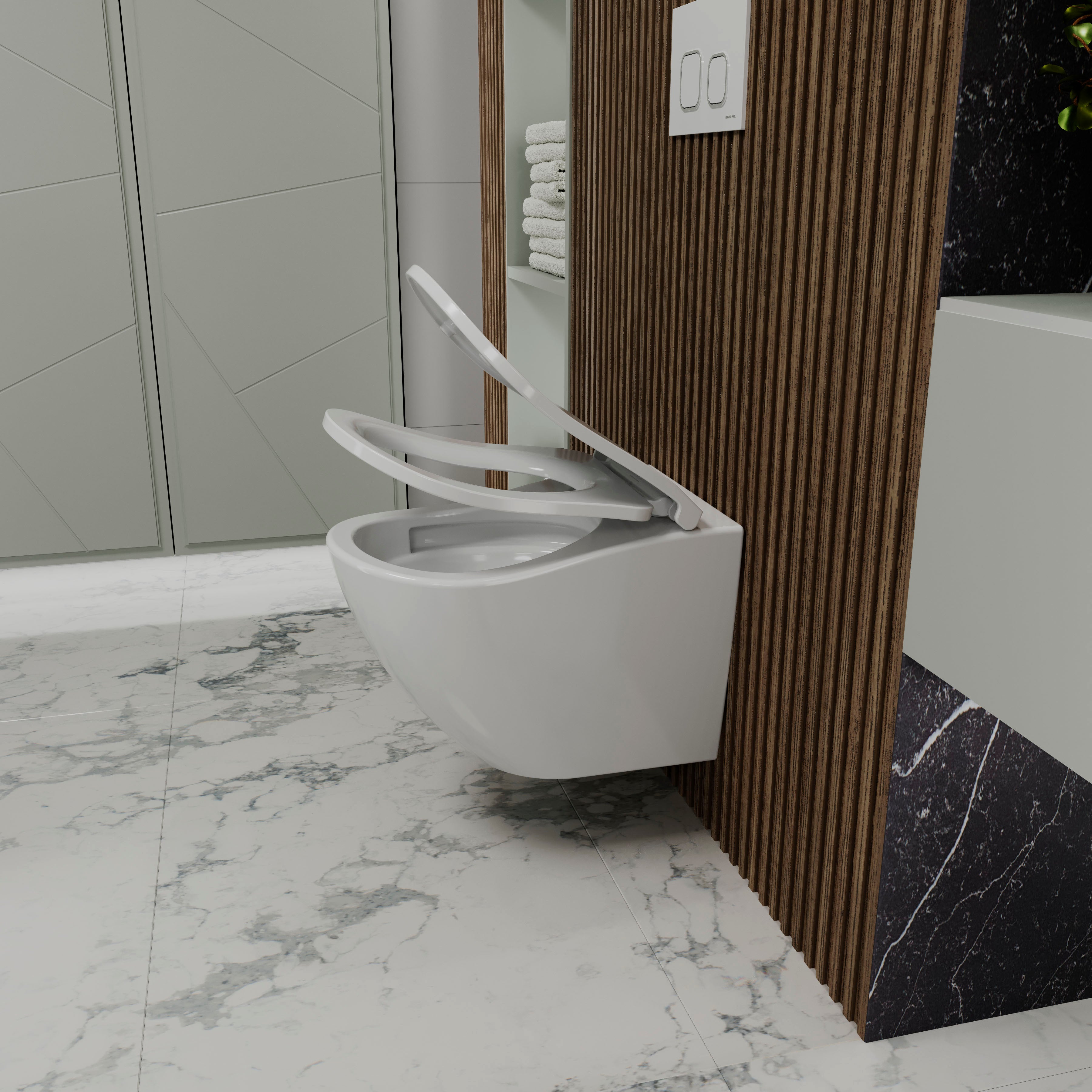 Závěsná toaleta ROUND COMFORT s tlumeným sklápěním sedátka (splachování Tornado 3.0)