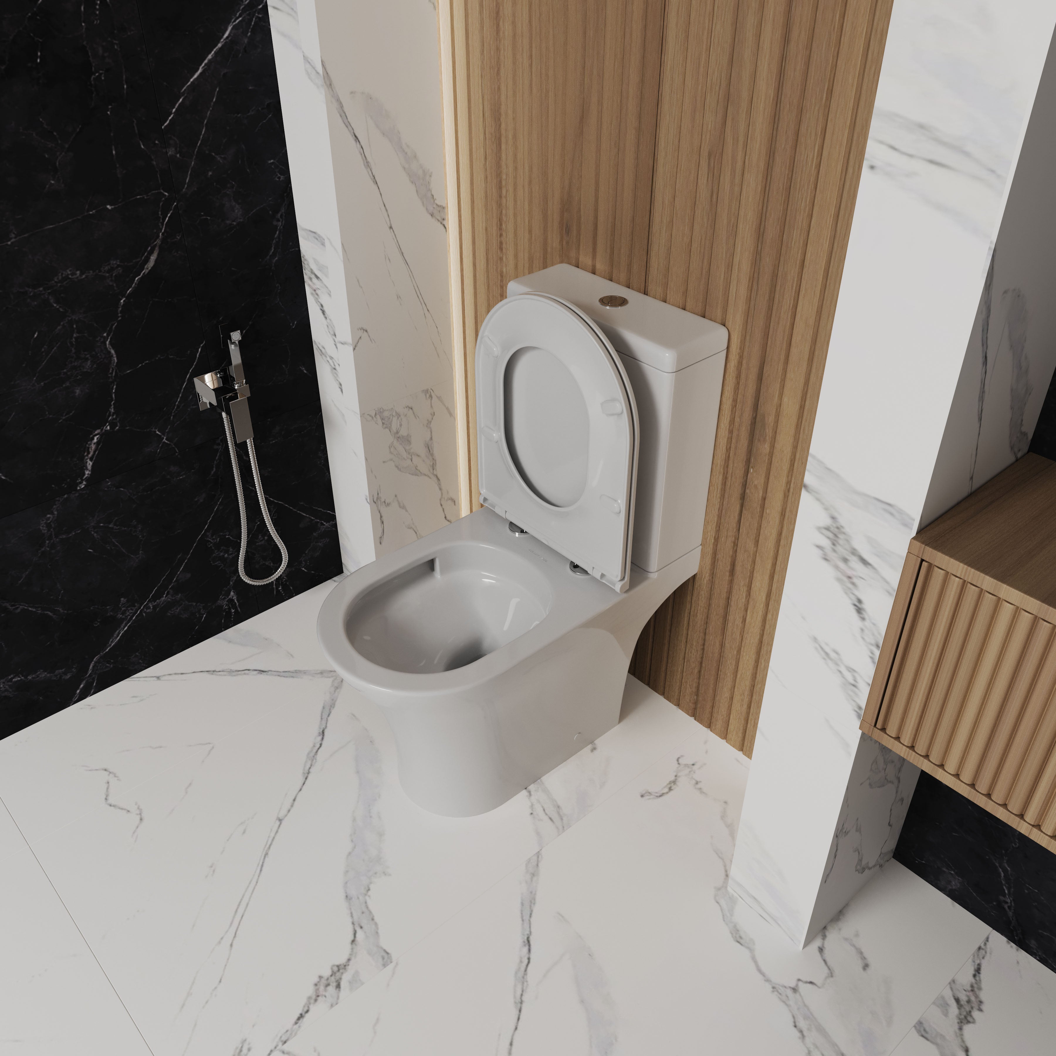 DAKOTA Compacto: inodoro de pie con asiento Soft-close y cisterna (descarga Tornado)