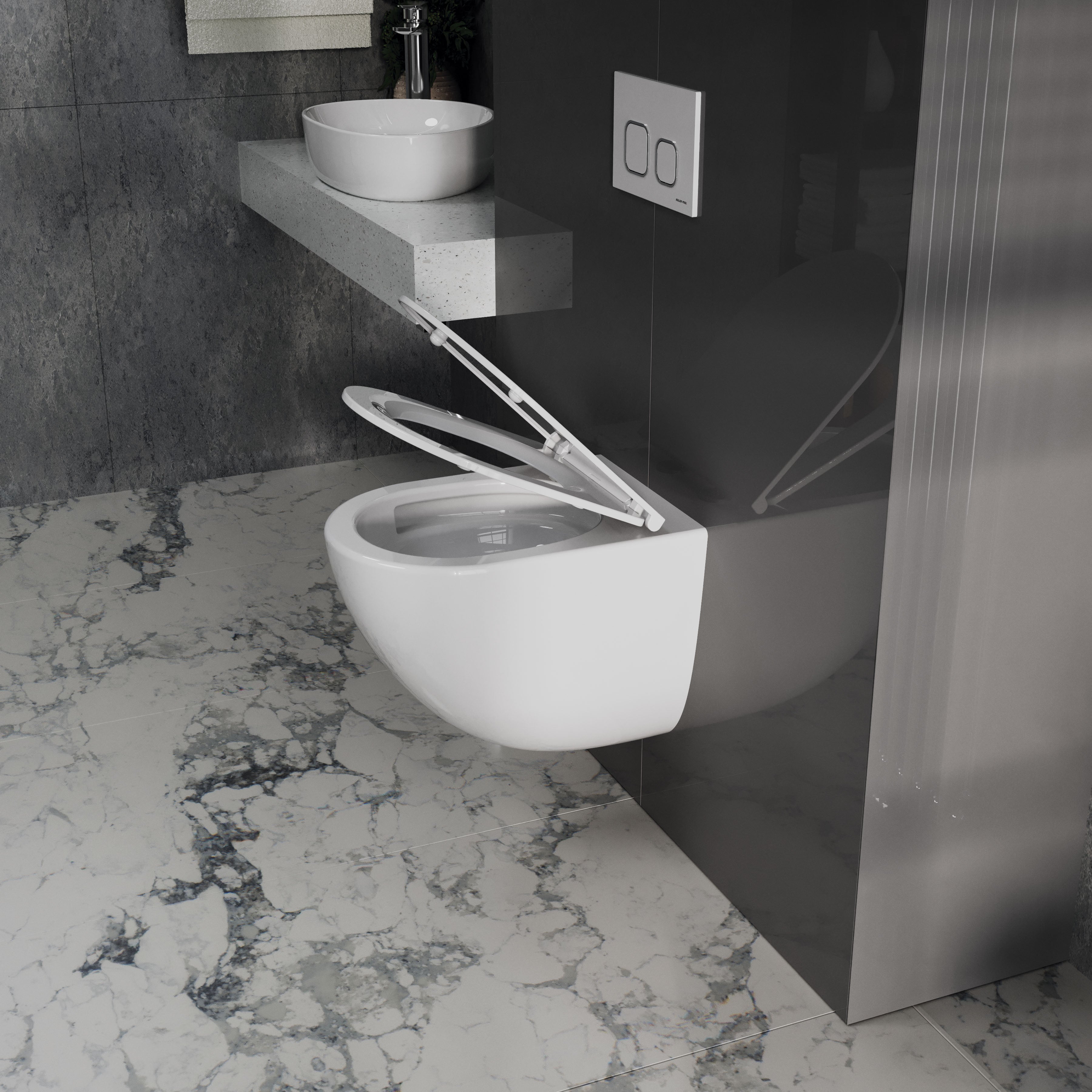 Závěsná toaleta ROUND PRO Smart s tlumeným sklápěním sedátka (splachování Tornado 3.0)