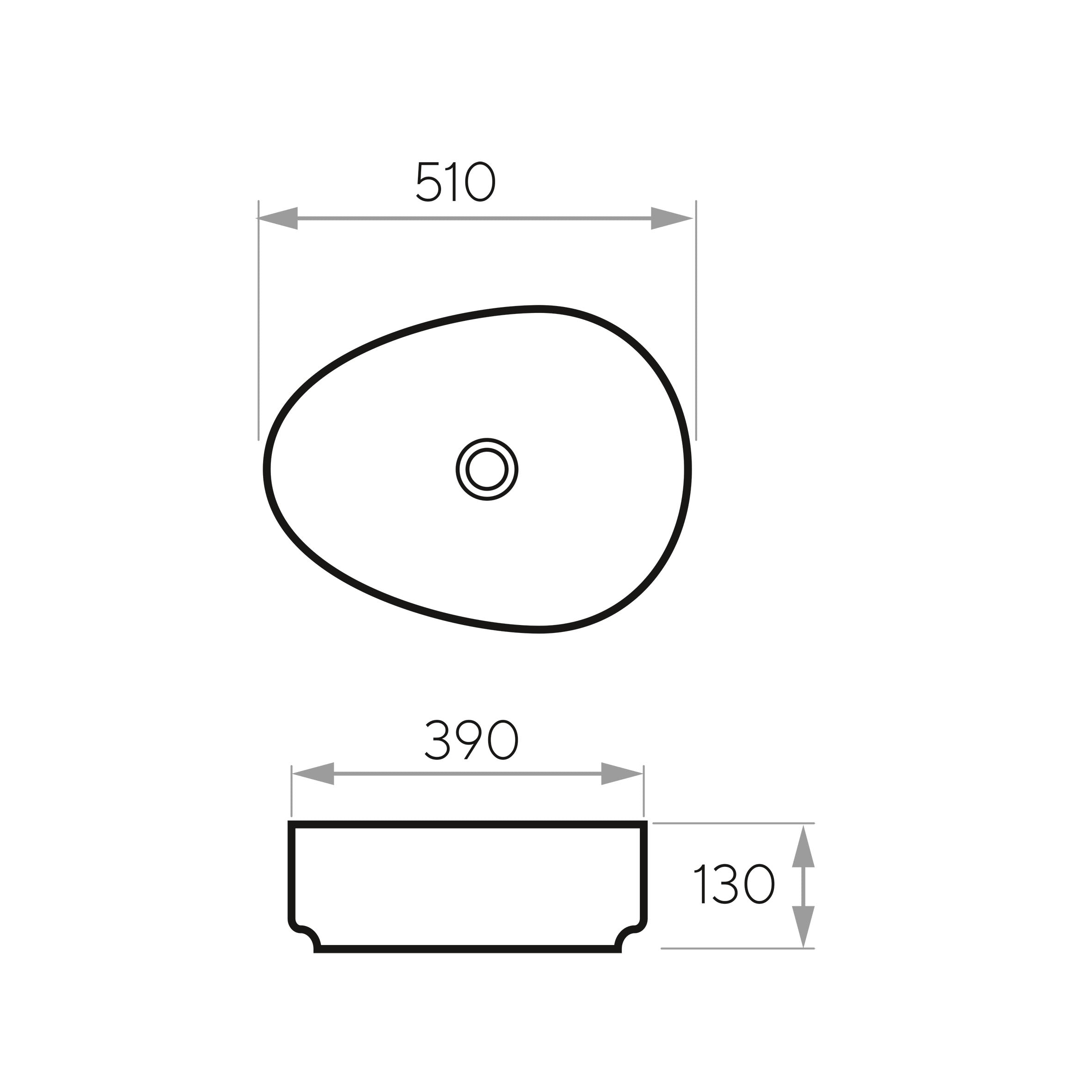 Umyvadlo PURE na desku 510x390x130 mm