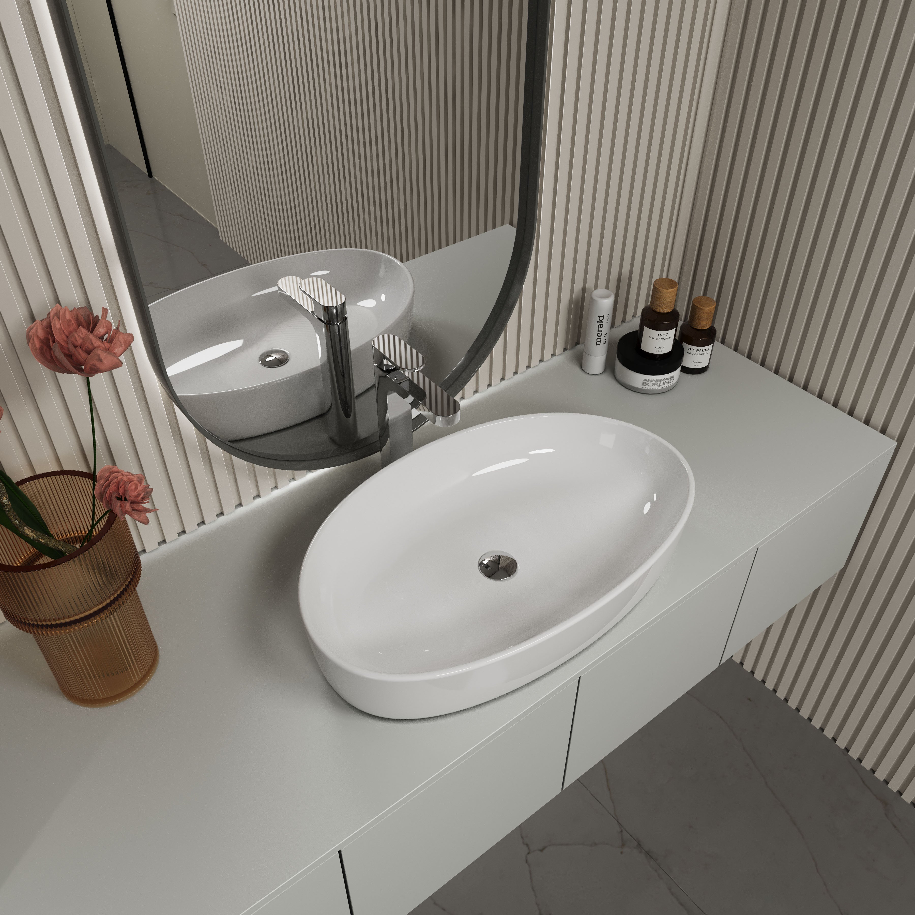 Umyvadlo PURE na desku 655x400x125 mm