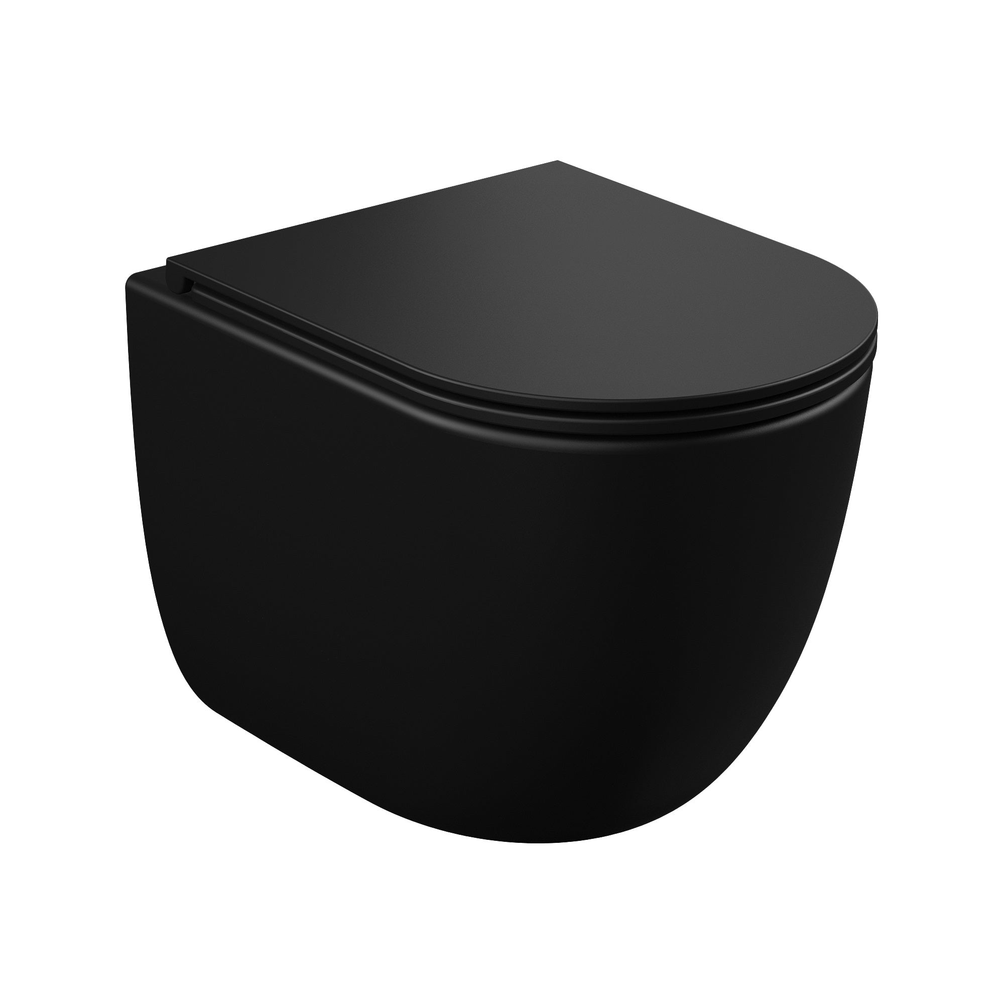 ROUND PRO inodoro suspendido con asiento Soft-close Middle Thick (descarga Tornado 3.0), negro mate