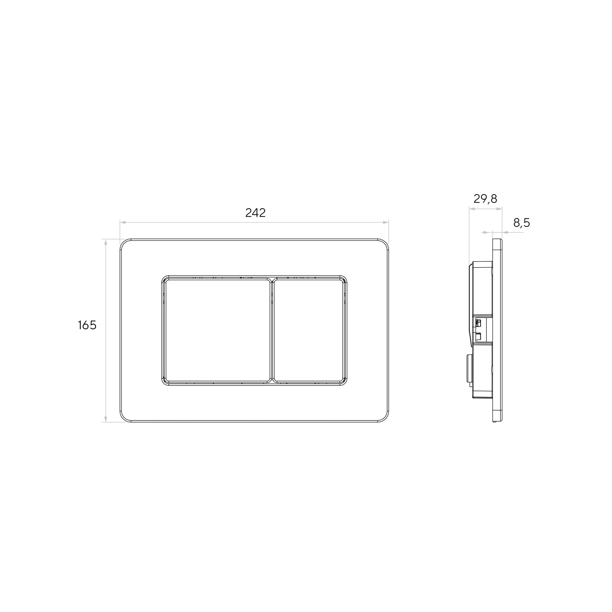 Panel de descarga TERA M de aluminio pulido