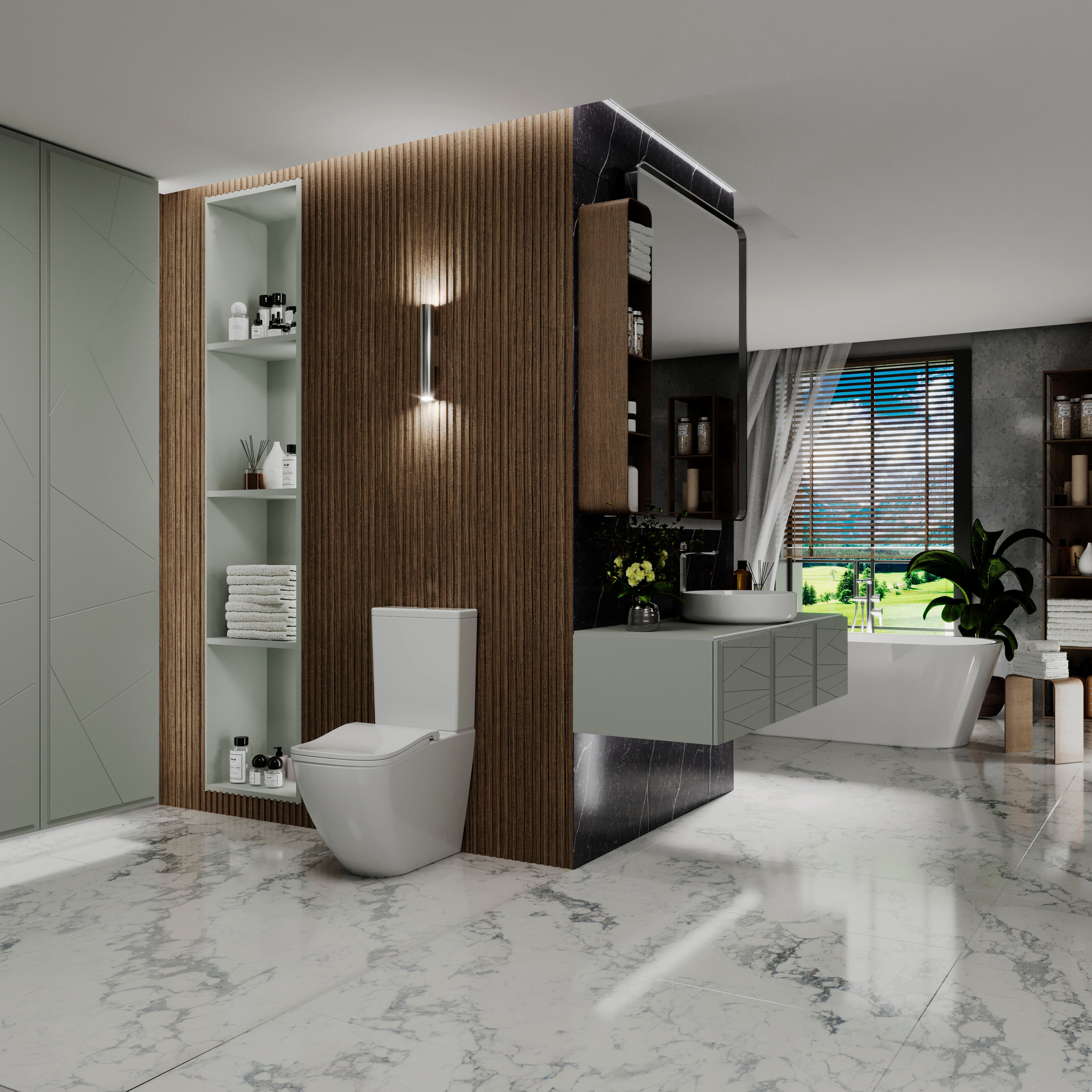 Sada ROUND COMFORT: stojící toaleta s tlumeným sklápěním sedátka + nádržka (splachování Tornado 3.0)