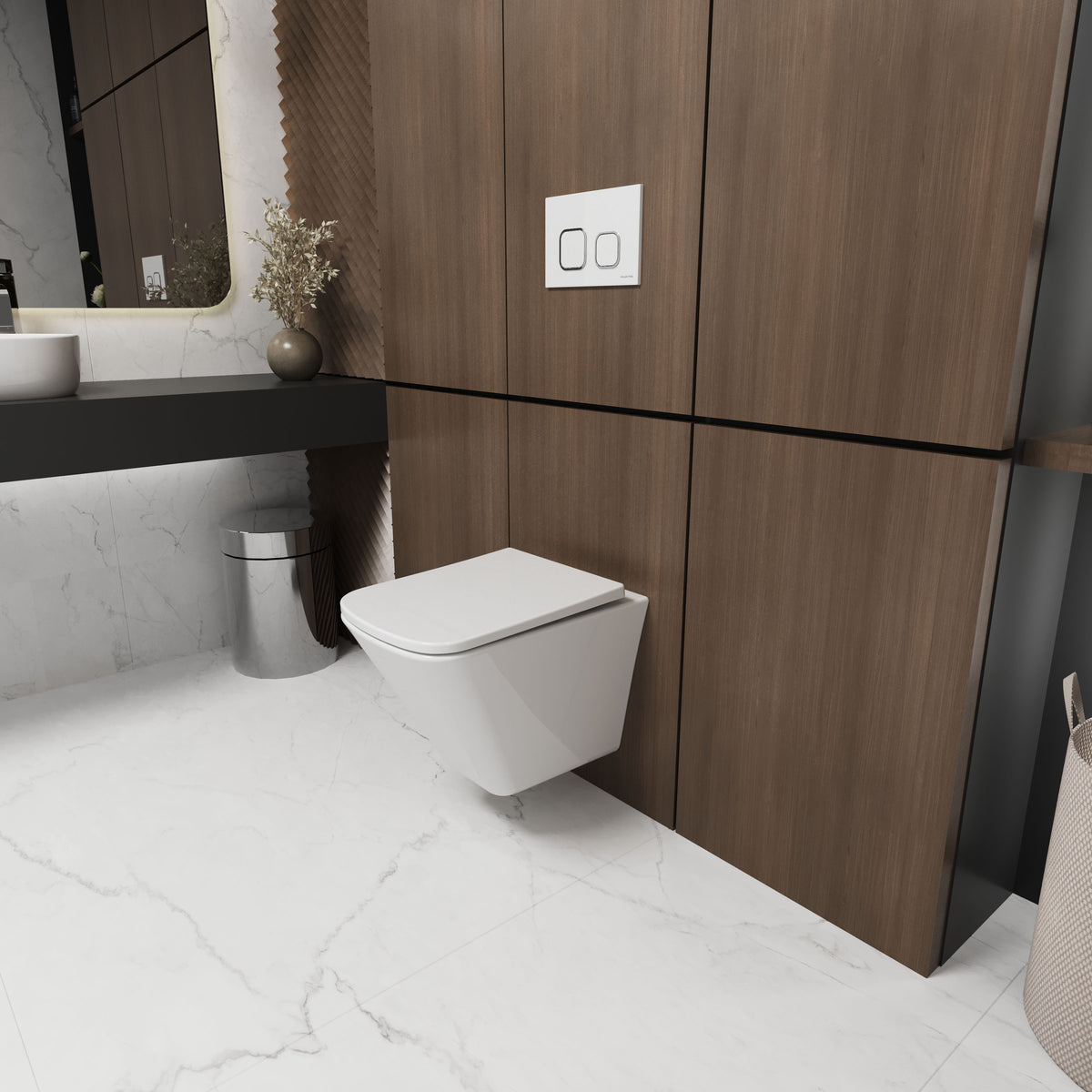 CUBE PRO inodoro suspendido con asiento Soft-close Middle Thick (descarga Rimless)
