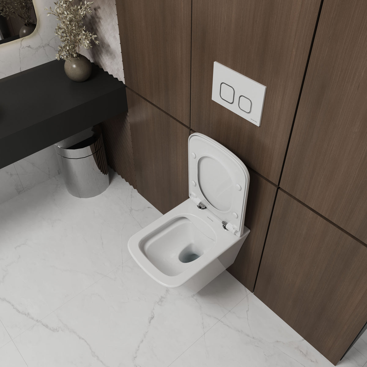 CUBE PRO inodoro suspendido con asiento Soft-close Middle Thick (descarga Rimless)